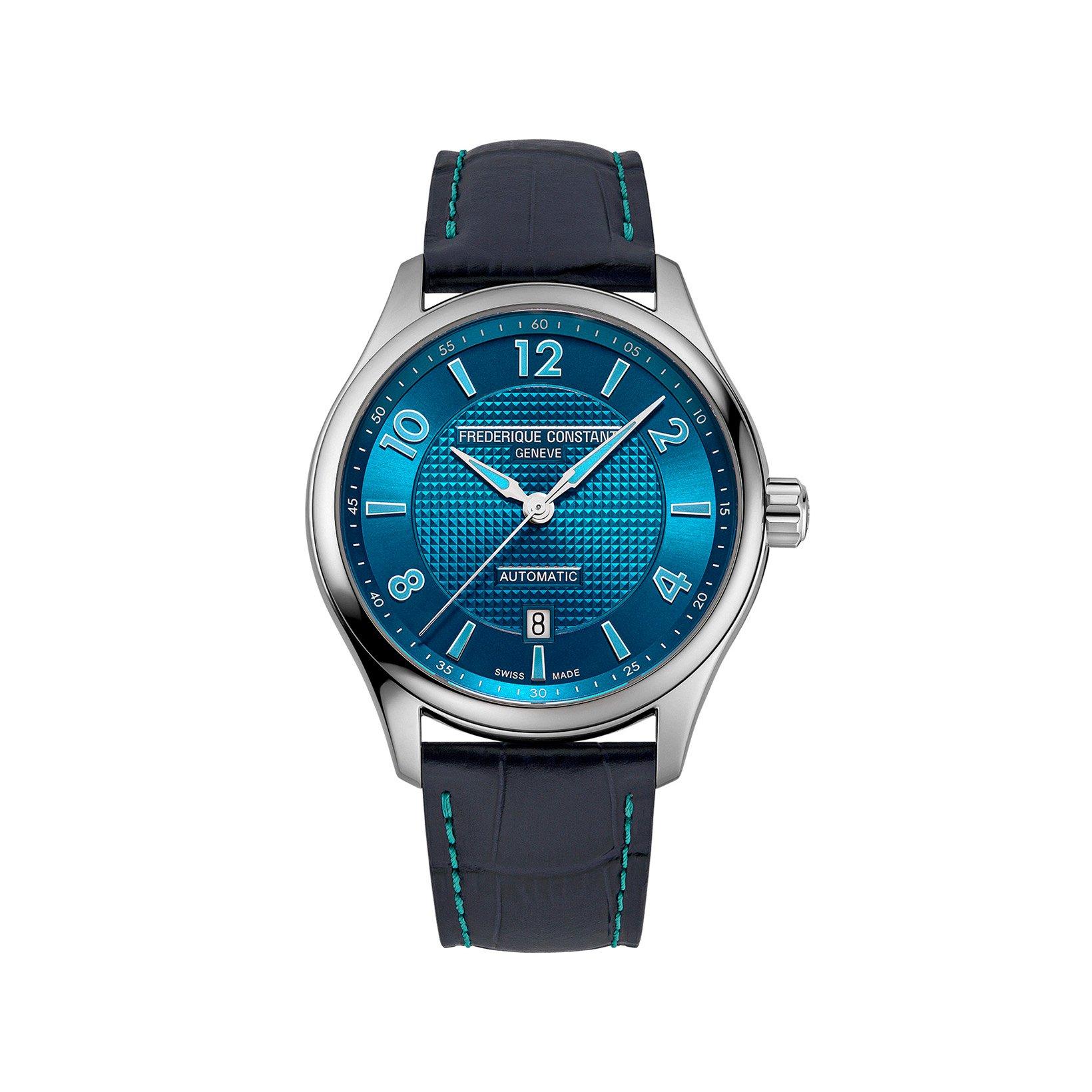 Frederique Constant Classics Runabout Automatic 42 mm Stainless Steel Watch  Blue Dial   Leather Strap