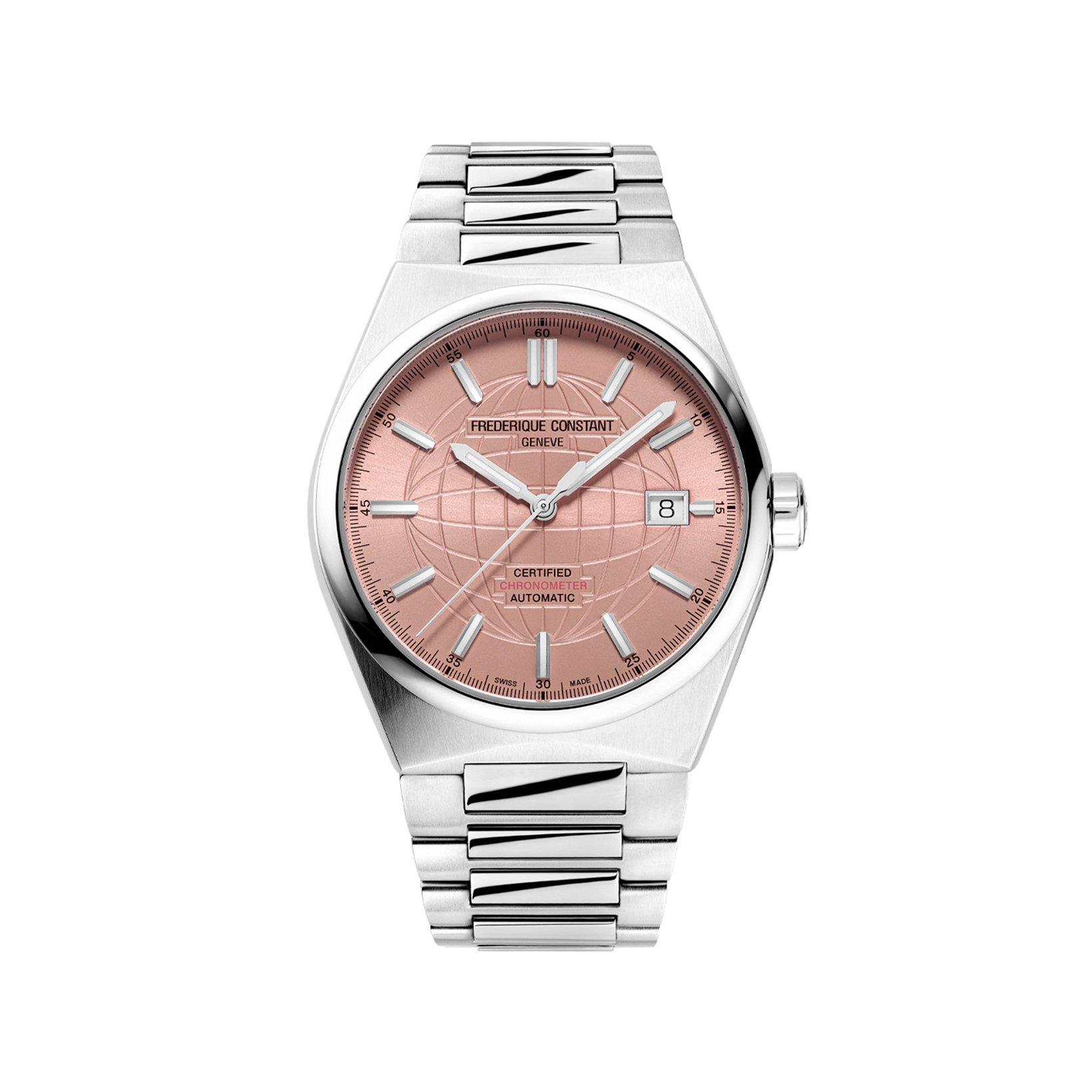 Frederique Constant Highlife Cosc Automatic 39 mm Stainless Steel Watch  Salmon Dial  Stainless Steel Bracelet
