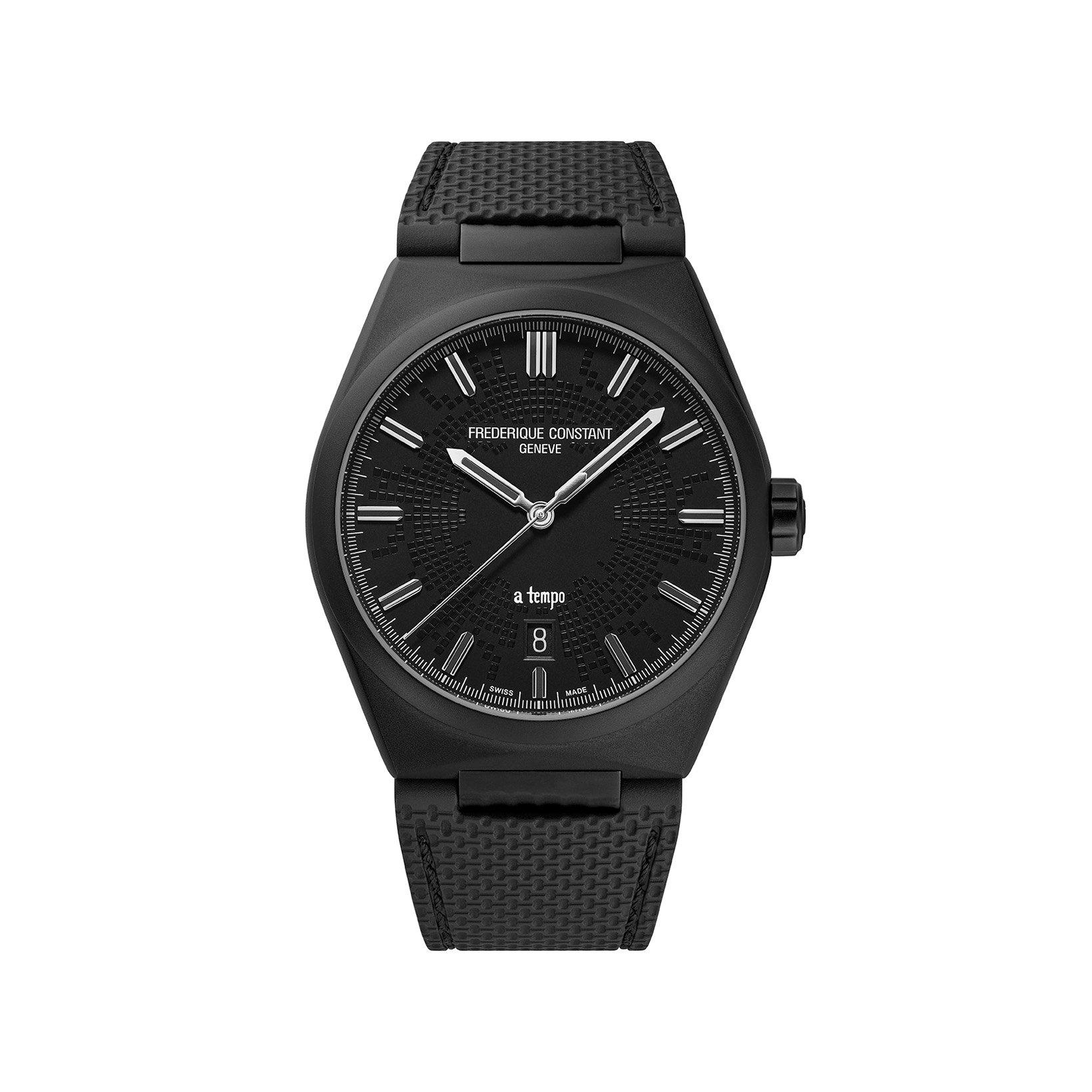 Frederique Constant Highlife The Avener Automatic 39 mm Stainless Steel Dlc Watch  Black Dial   Rubber Strap