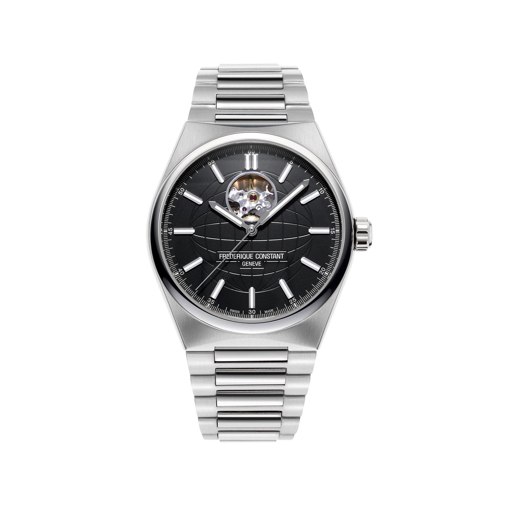 Frederique Constant Highlife Heart Beat Automatic 41 mm Stainless Steel Watch  Black Dial  Stainless Steel Bracelet
