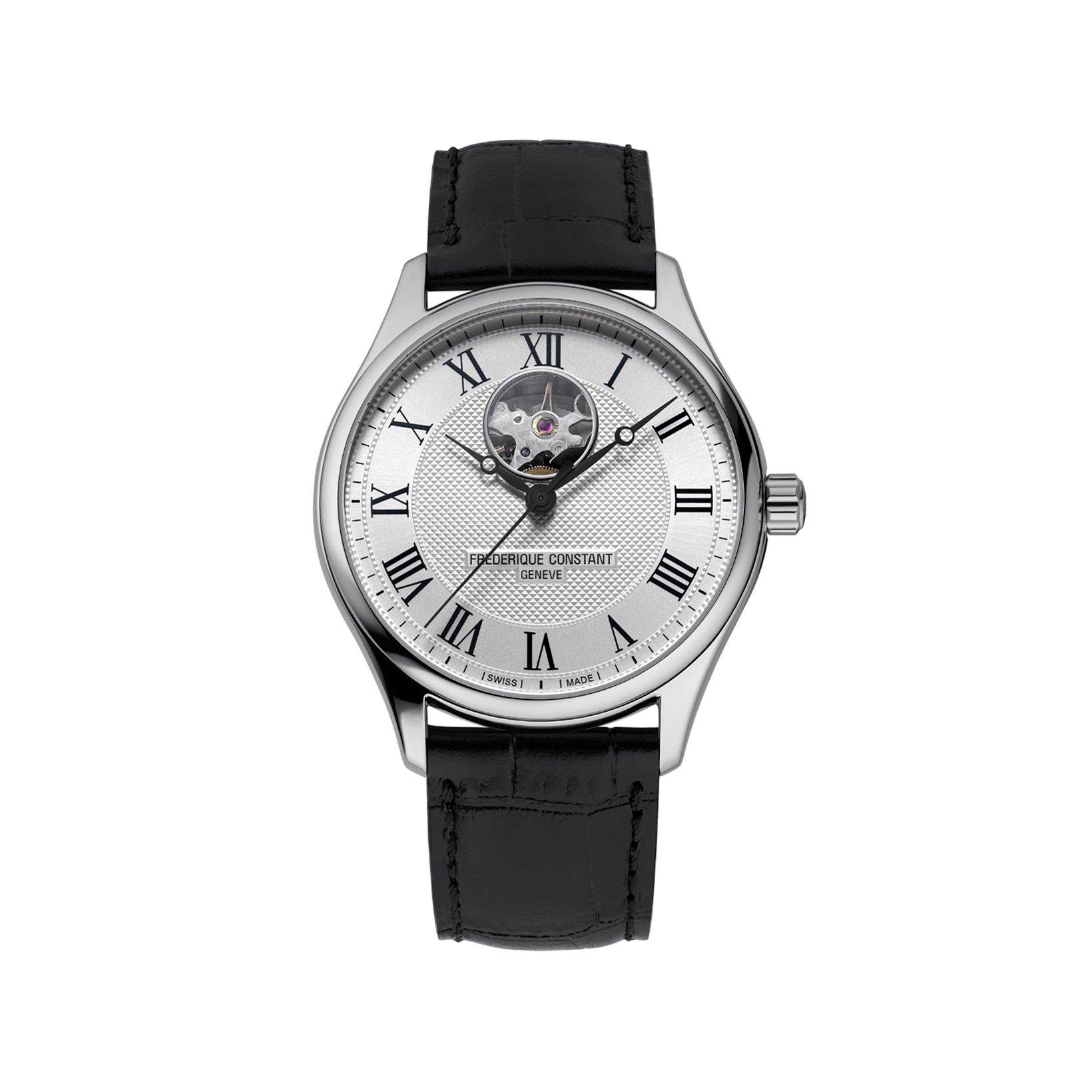 Frederique Constant Classics Heart Beat Automatic 40 mm Stainless Steel Watch  Silver Dial   Leather Strap