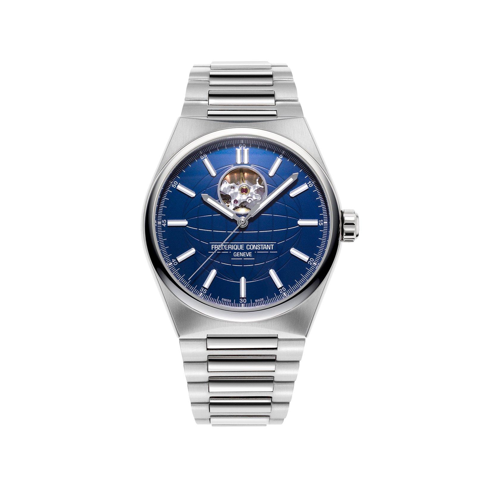 Frederique Constant Highlife Heart Beat Automatic 41 mm Stainless Steel Watch  Blue Dial  Stainless Steel Bracelet