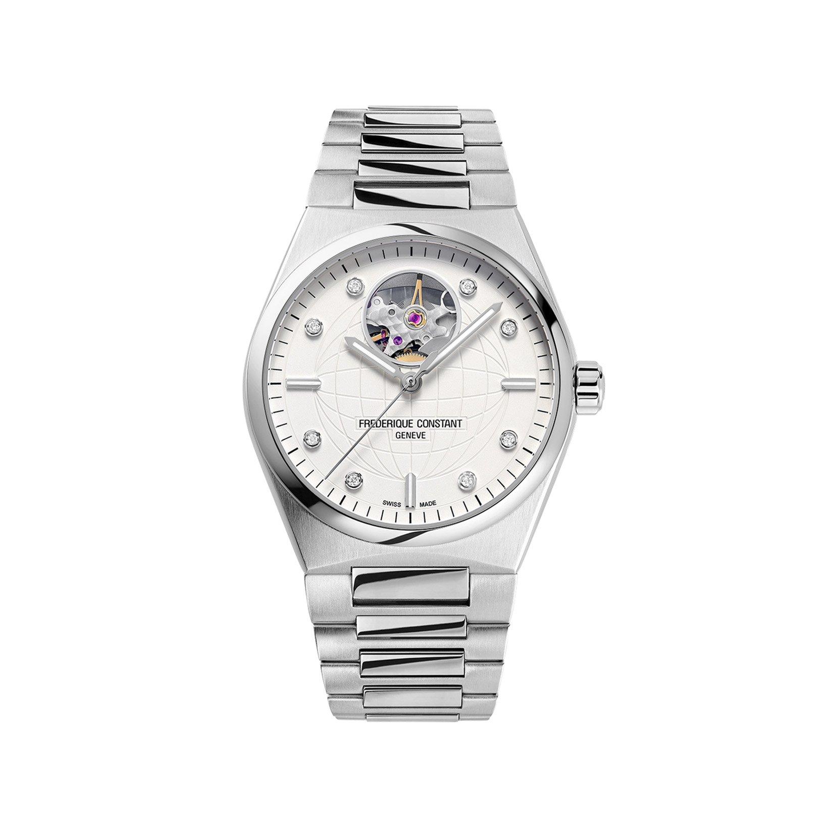 Frederique Constant Highlife Heart Beat Automatic 34 mm Stainless Steel Watch  Silver Dial  Stainless Steel Bracelet