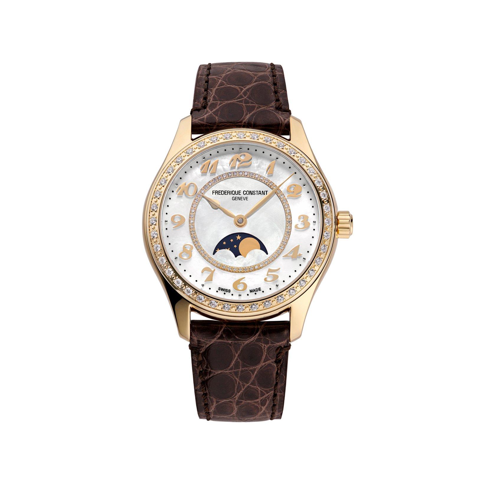 Frederique Constant Classics Elegance Automatic 36 mm Yellow Gold Pvd Stainless Steel Watch  White Dial   Alligator Leather Strap
