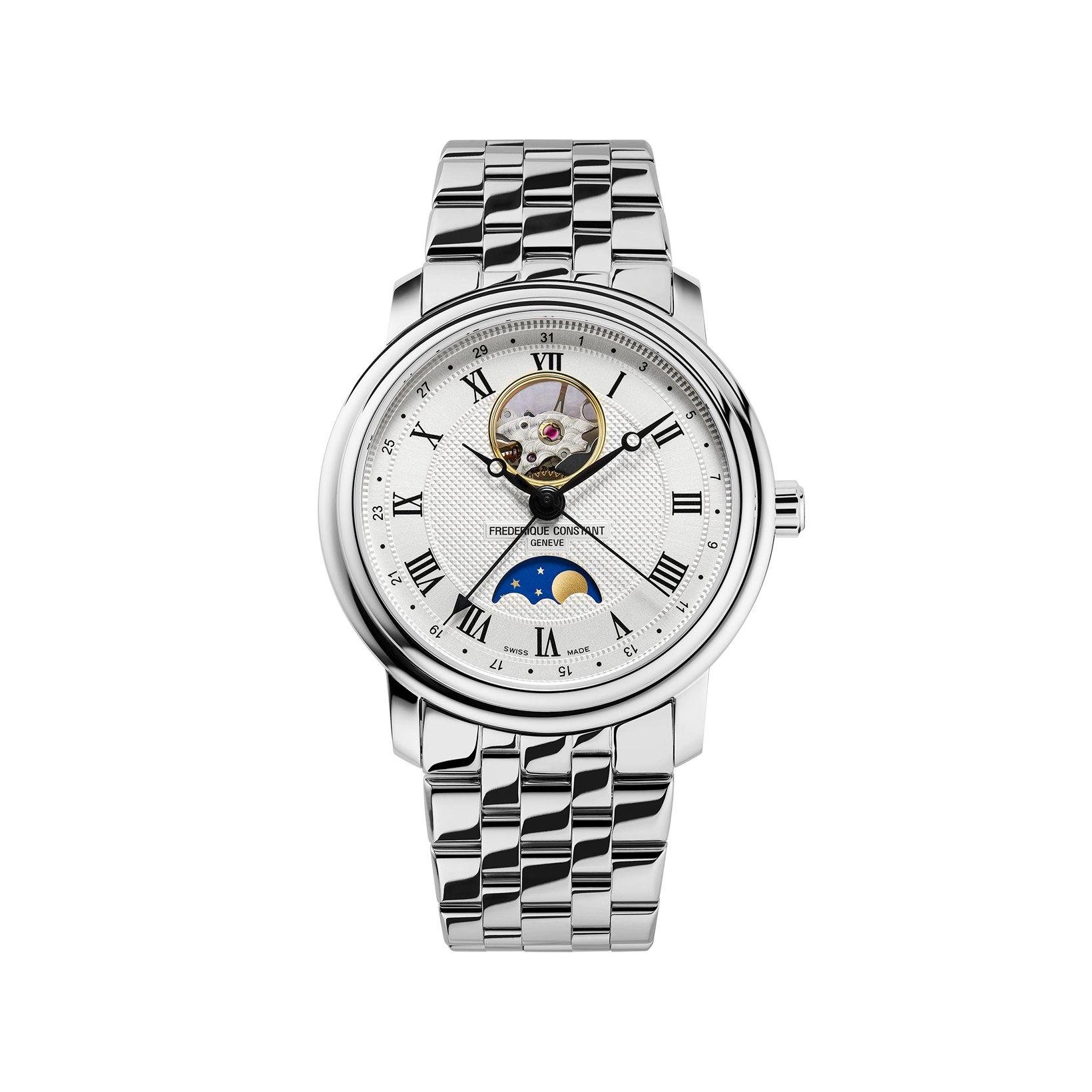 Frederique Constant Classics Heart Beat Automatic 40 mm Stainless Steel Watch  Silver Dial  Stainless Steel Bracelet