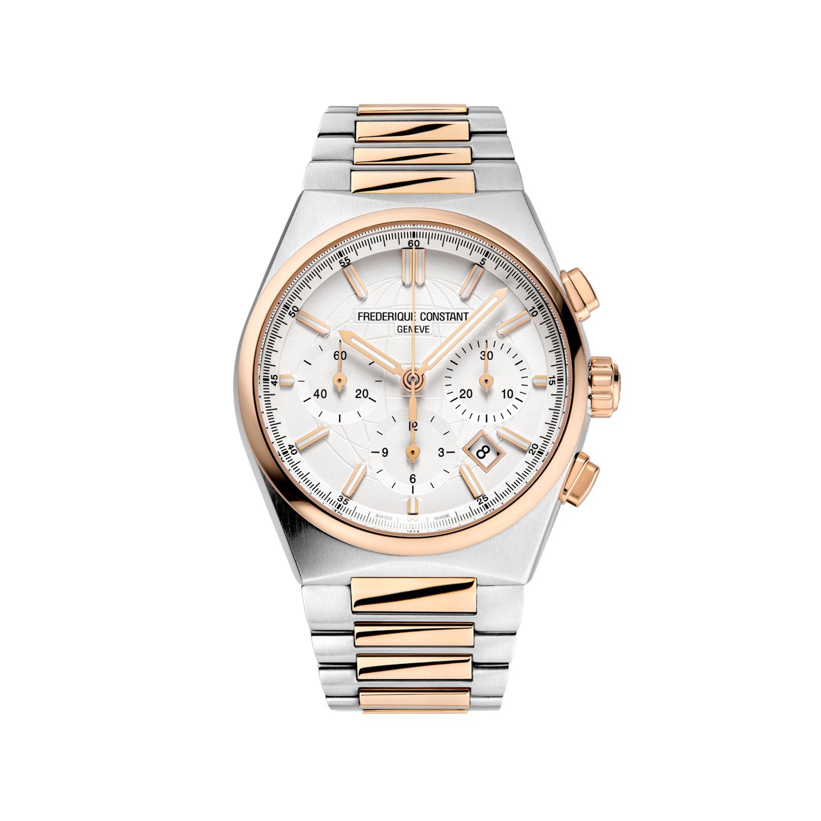 Frederique Constant Highlife Chronograph Automatic 41 mm Stainless Steel And Rose Gold Plated Watch  Silver Dial  Stainless Steel And Rose Gold Plated Bracelet