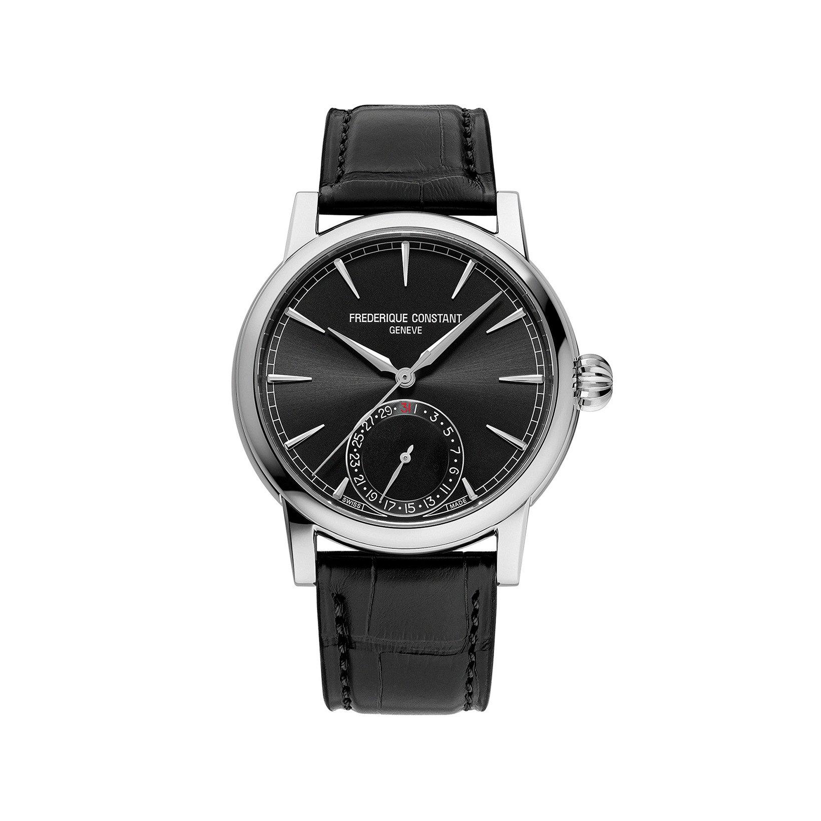 Frederique Constant Manufacture Classic Date Automatic 40 mm Stainless Steel Watch  Black Dial   Alligator Leather Strap