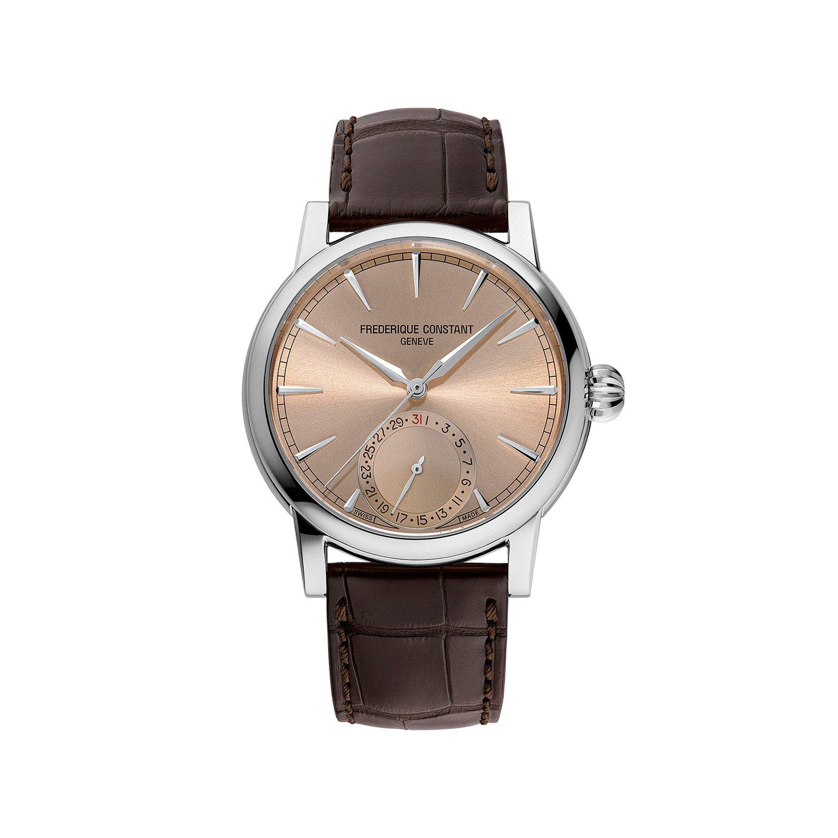 Frederique Constant Manufacture Classic Date Automatic 40 mm Stainless Steel Watch  Salmon Dial   Alligator Leather Strap