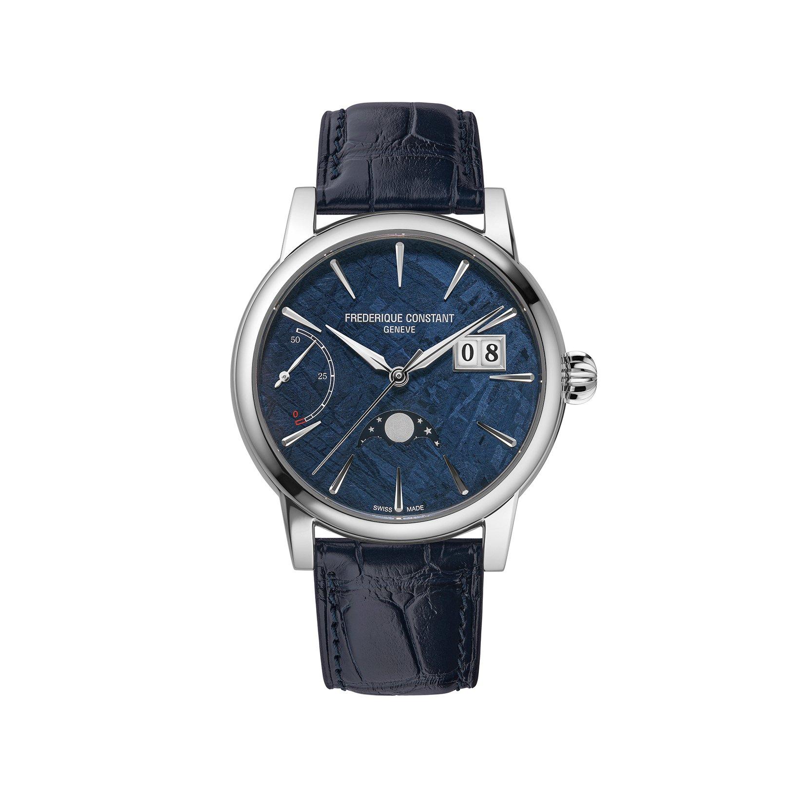Frederique Constant Manufacture Classic Power Reserve Big Date Automatic 40 mm Platinum Watch  Blue Dial   Alligator Leather Strap