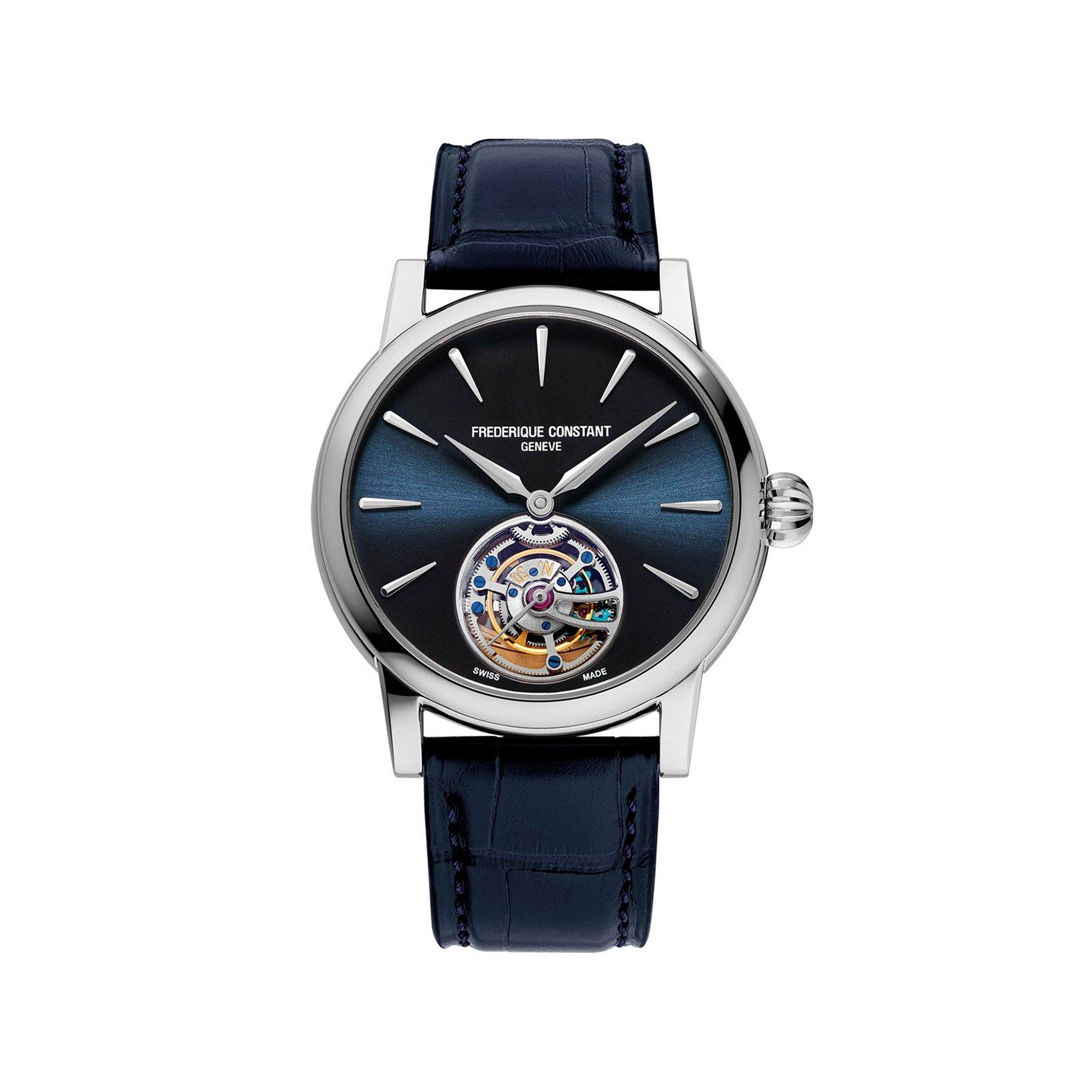 Frederique Constant Manufacture Classic Tourbillon Automatic 39 mm Stainless Steel Watch  Blue Dial   Alligator Leather Strap
