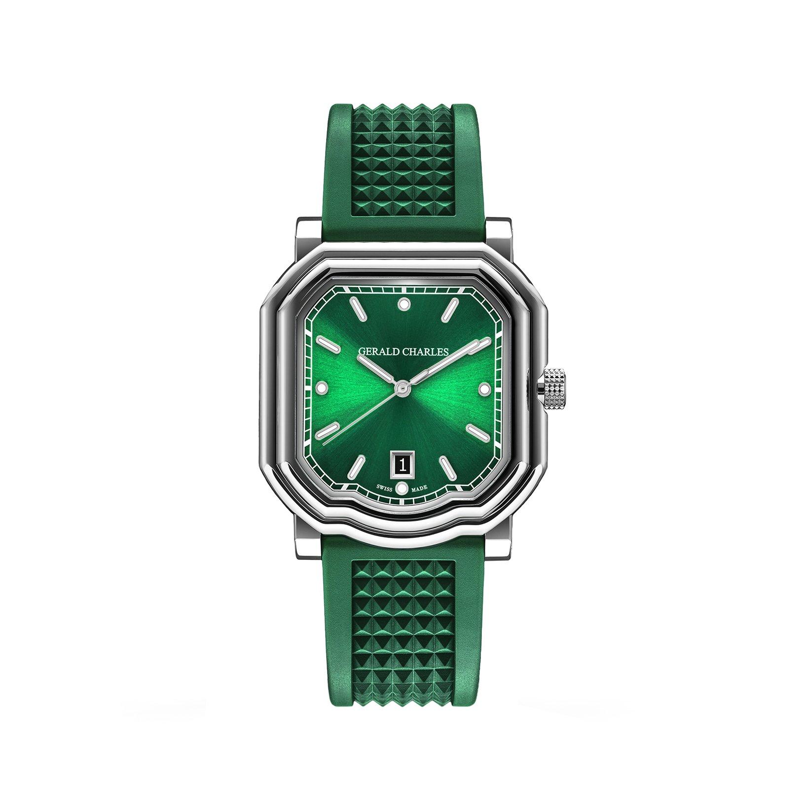 Gerald Charles Maestro 2.0 Ultra-Thin Automatic 41.7 mm Stainless Steel Watch  Green Dial   Rubber Strap