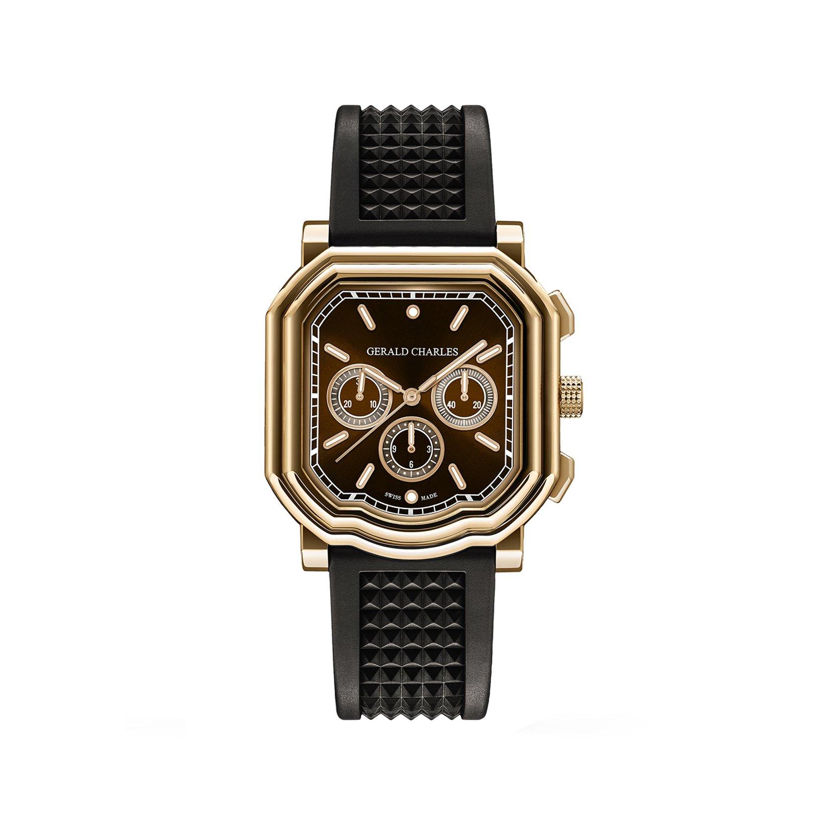 Gerald Charles Maestro 3.0 Chronograph Automatic 41.7 mm Rose Gold Watch  Brown Dial   Rubber Strap