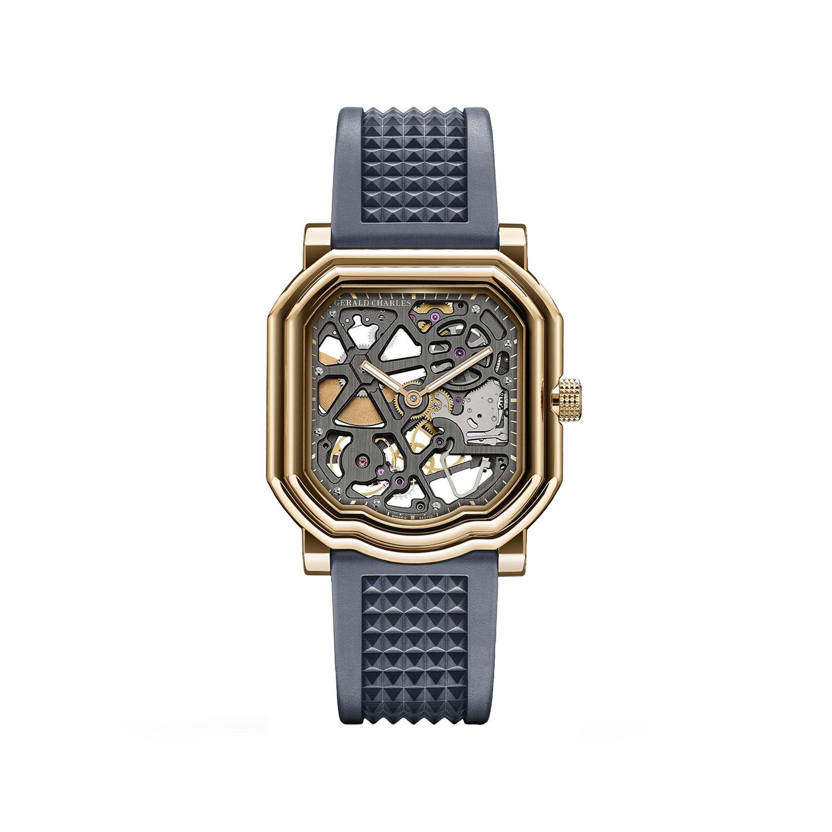 Gerald Charles Maestro 8.0 Squelette Automatic 41.7 mm Rose Gold Watch  Skeleton Dial   Rubber Strap
