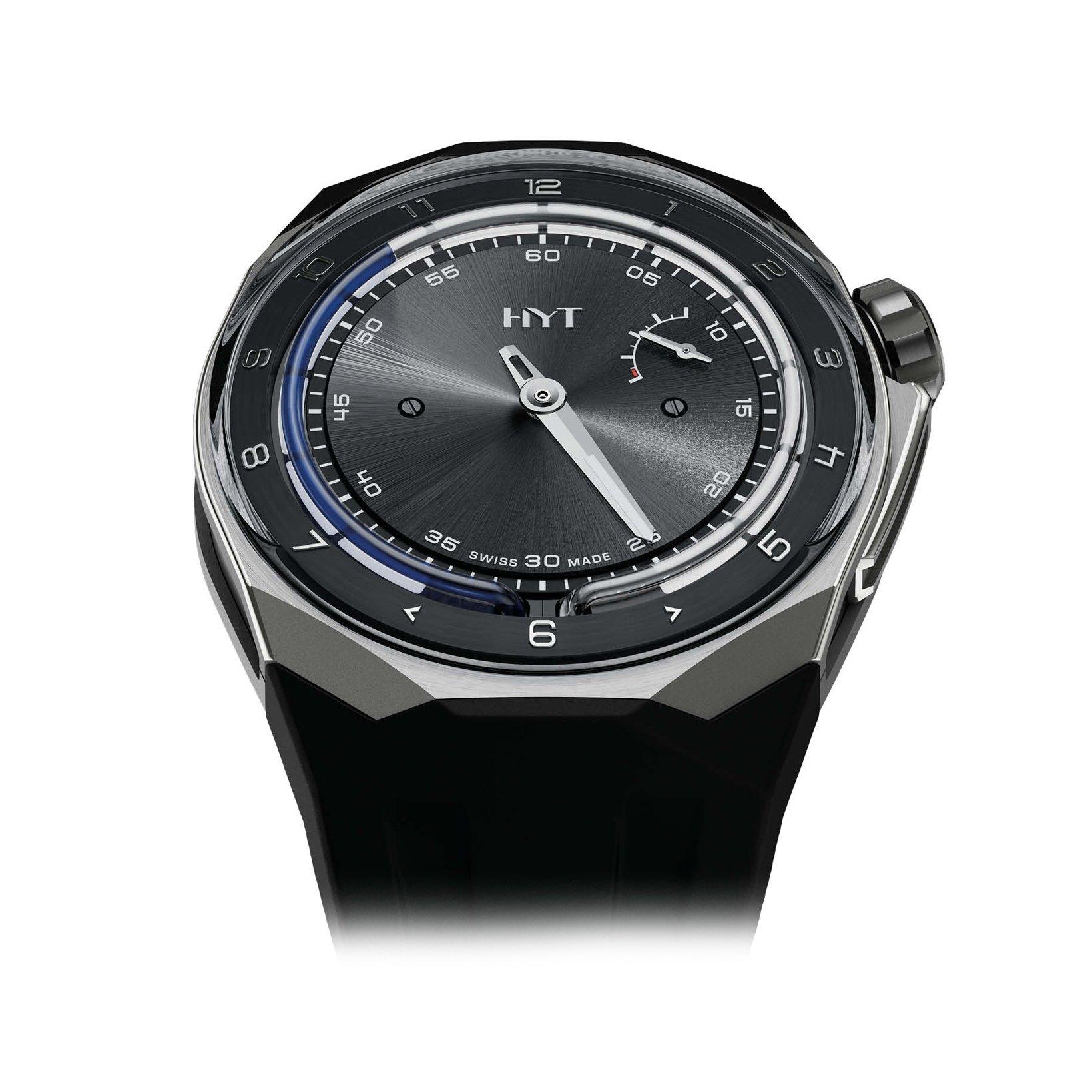Hyt T1 Titanium Slate Manual Winding 45.3 mm Titanium Watch  Slate Dial   Rubber Strap