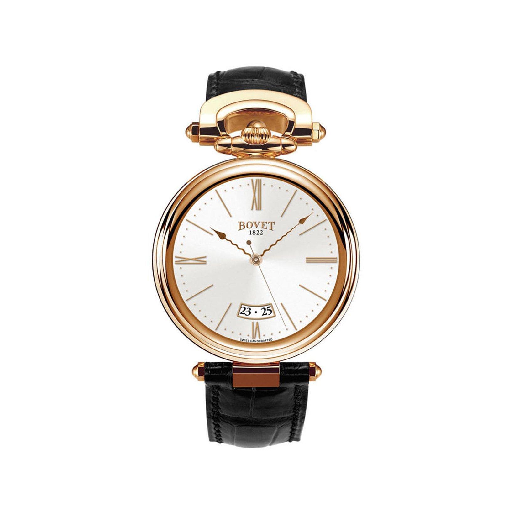 Bovet Fleurier Ch؟¢Teau De M؟´Tiers Automatic 40 mm Red Gold Watch  White Dial   Croco Leather Strap