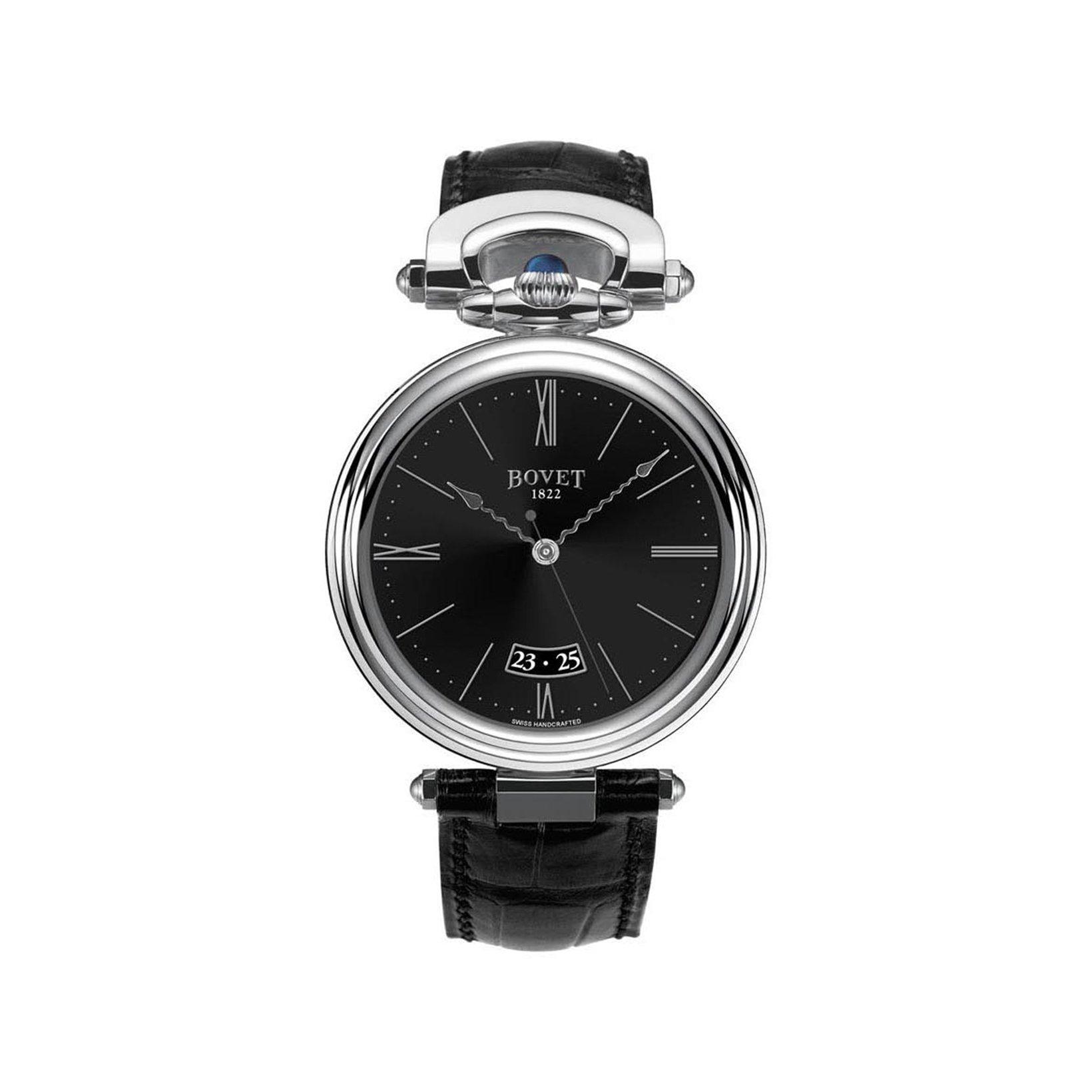 Bovet Fleurier Ch؟¢Teau De M؟´Tiers Automatic 40 mm White Gold Watch  Black Dial   Croco Leather Strap