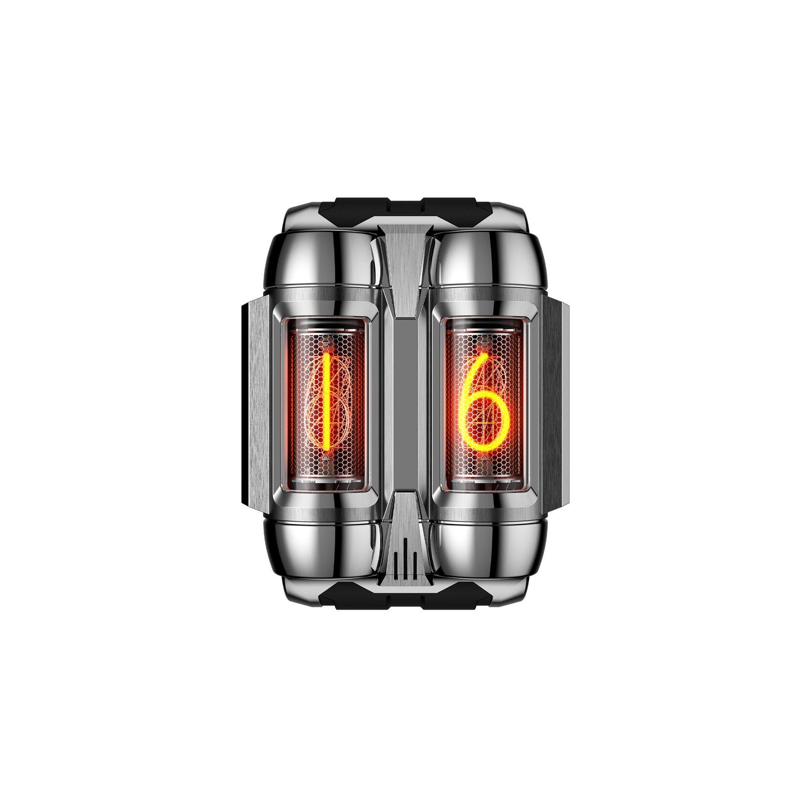 Gelfman In-16 Nixie Digital 45.9x47.8 mm Stainless Steel Watch  Black Dial   Rubber Strap