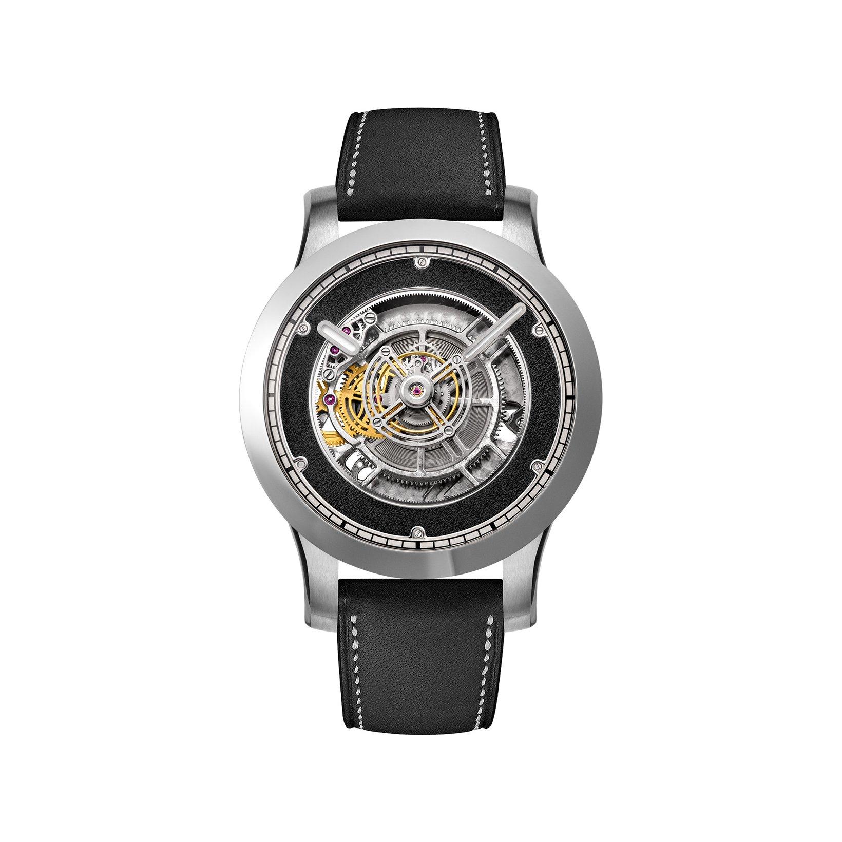 Kross Studio Ks 06 - Central Floating Tourbillon Titanium Black Manual Winding 42 mm Titanium Watch  Black Dial   Alligator Leather Strap