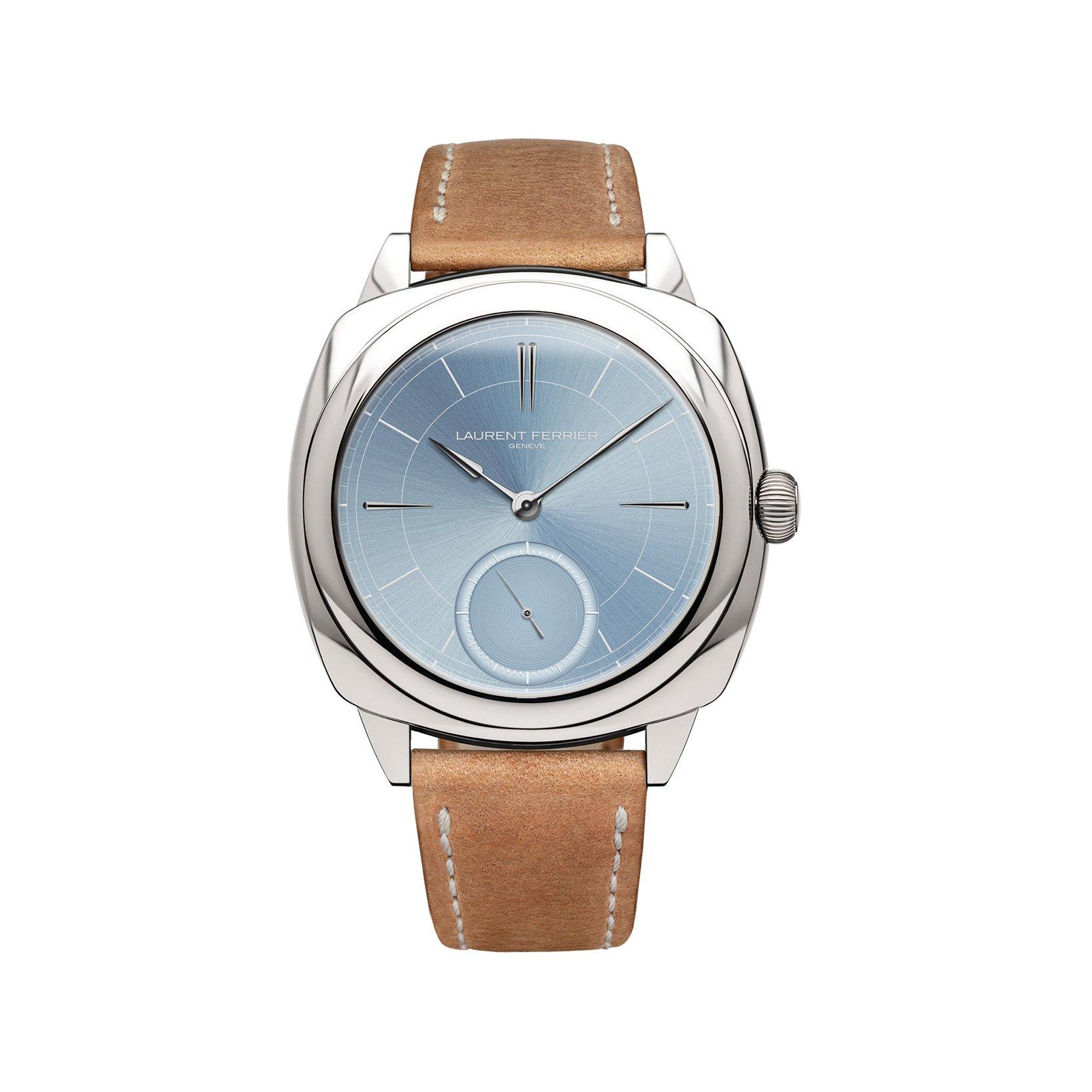 Laurent Ferrier Square Micro-Rotor Automatic 41 mm Stainless Steel Watch  Ice Blue Dial   Calf Skin Leather Strap