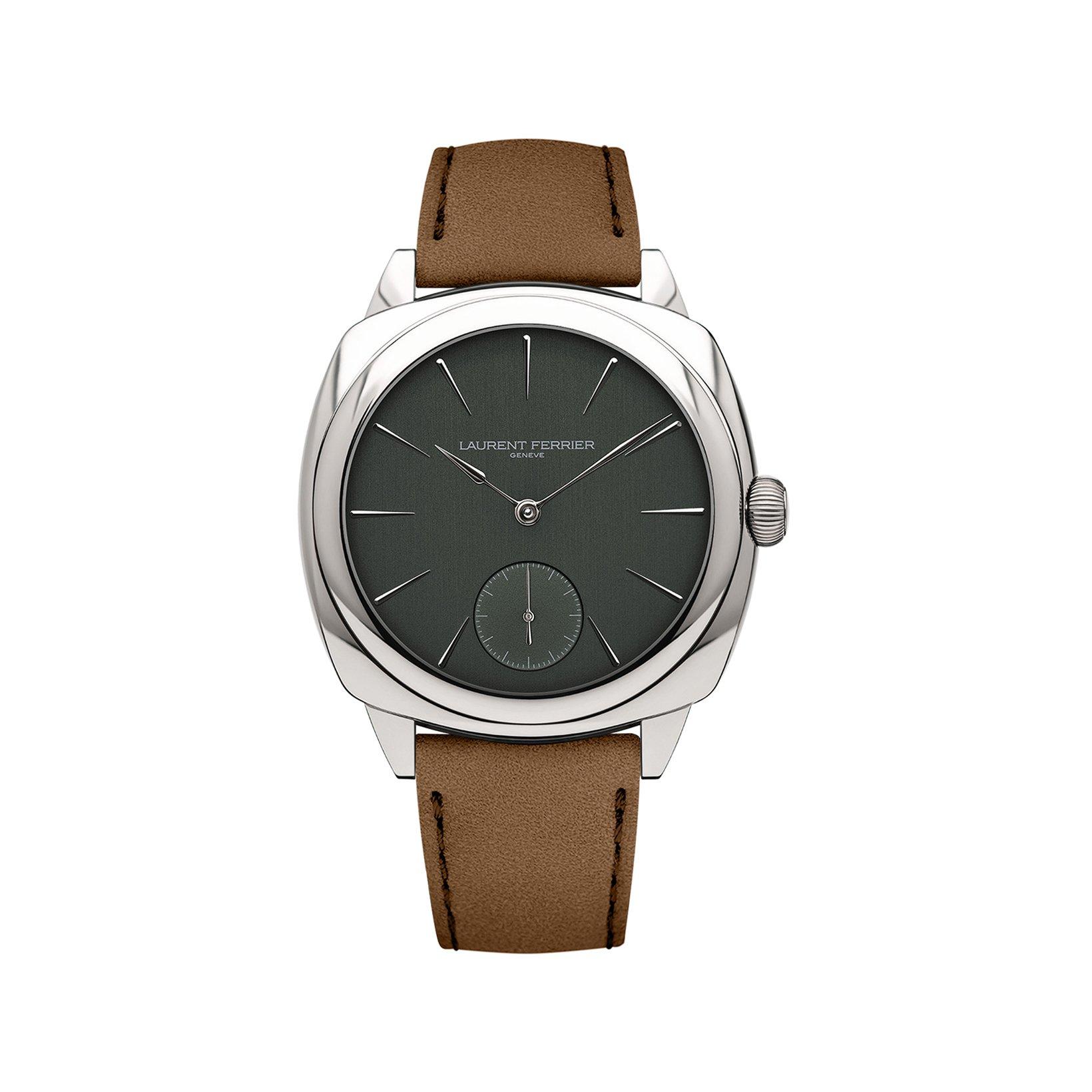Laurent Ferrier Square Micro-Rotor Automatic 41 mm Stainless Steel Watch  Green Dial   Calf Skin Leather Strap