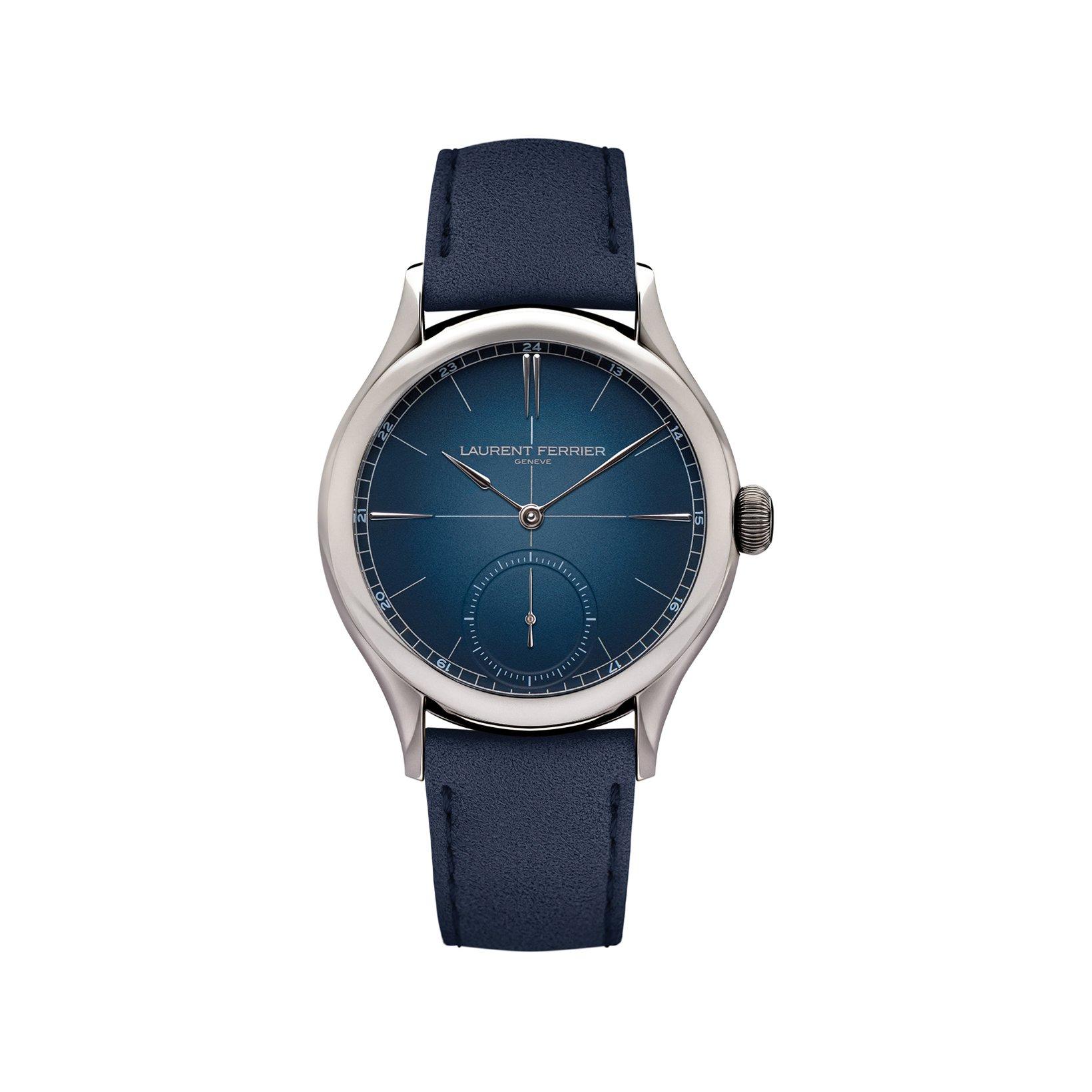 Laurent Ferrier Classic Origin Manual Winding 40 mm Titanium Watch  Blue Dial   Calf Skin Leather Strap