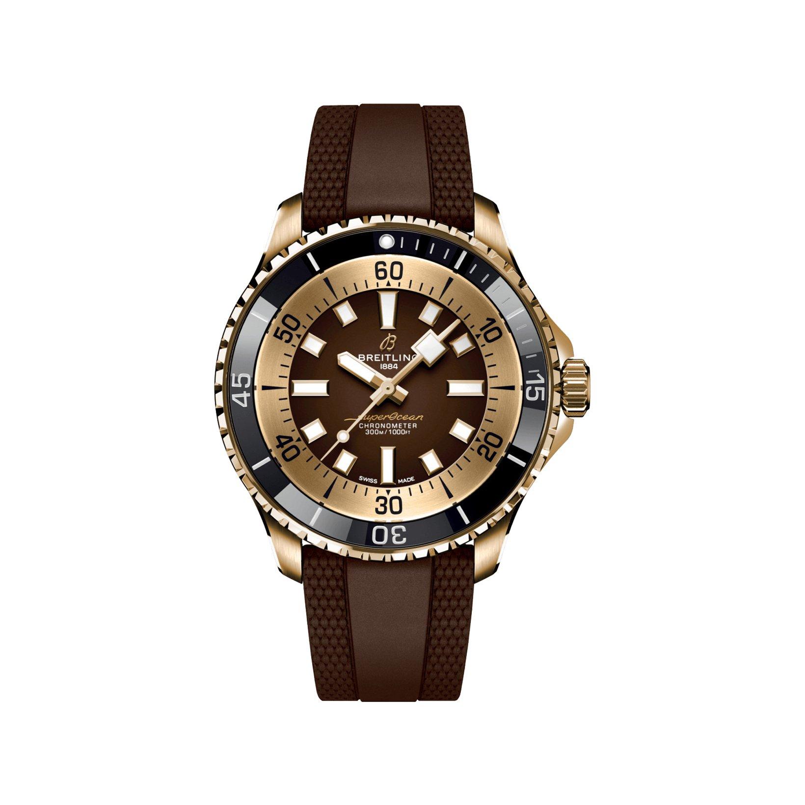 Breitling Superocean B17 Automatic 44 mm Bronze Watch  Brown Dial   Rubber Strap