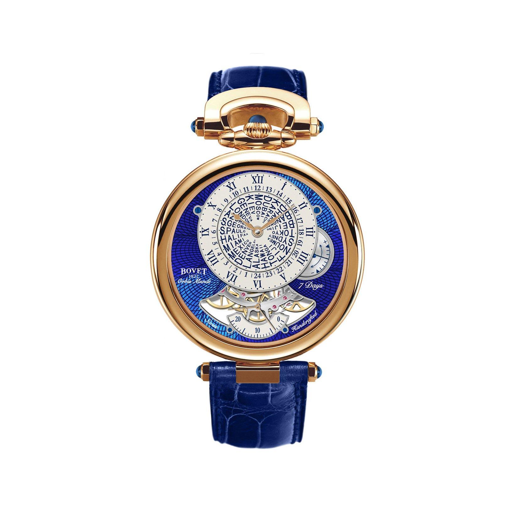 Bovet Fleurier Orbis Mundi Manual Winding 42 mm Red Gold Watch  Ivory Dial   Croco Leather Strap
