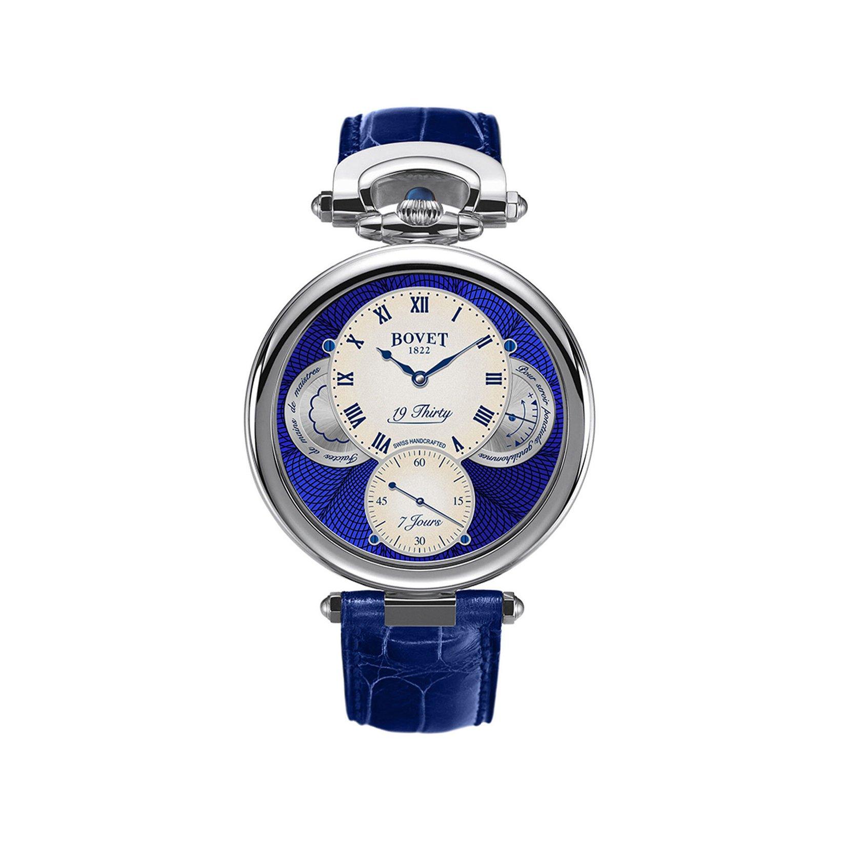 Bovet Fleurier 19thirty Manual Winding 42 mm Stainless Steel Watch  Ivory Dial   Croco Leather Strap