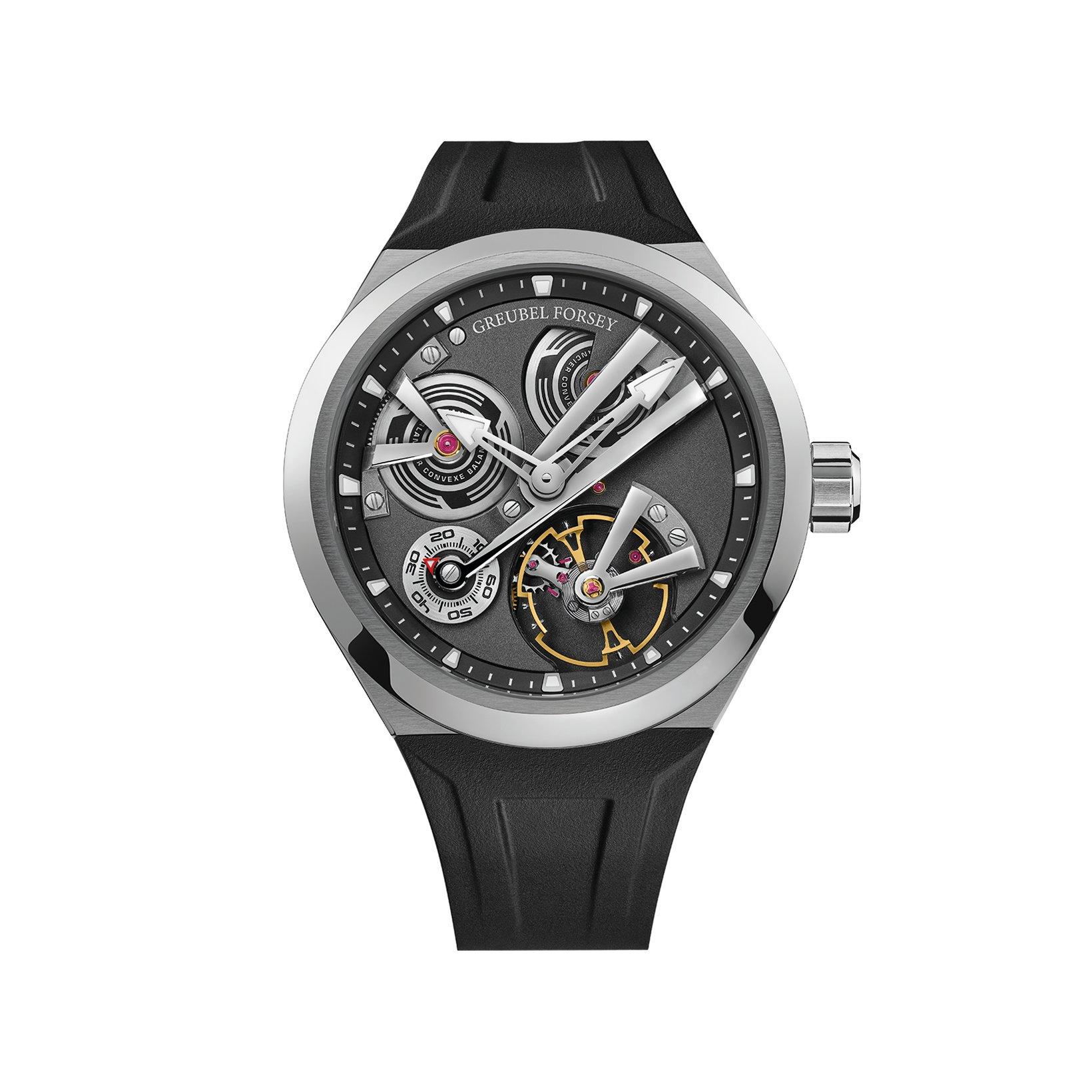 Greubel Forsey Balancier 3 Manual Winding 41.5 mm Titanium Watch  Black Dial   Rubber Strap