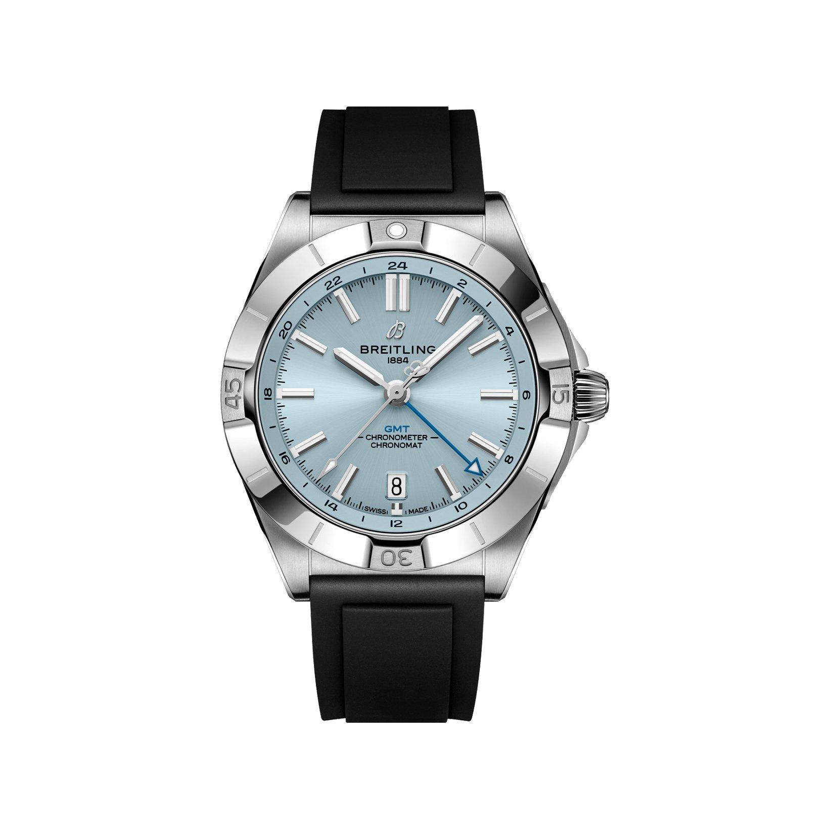 Breitling Chronomat B32 Automatic 40 mm Stainless Steel And Platinum Watch  Ice Blue Dial   Rubber Strap