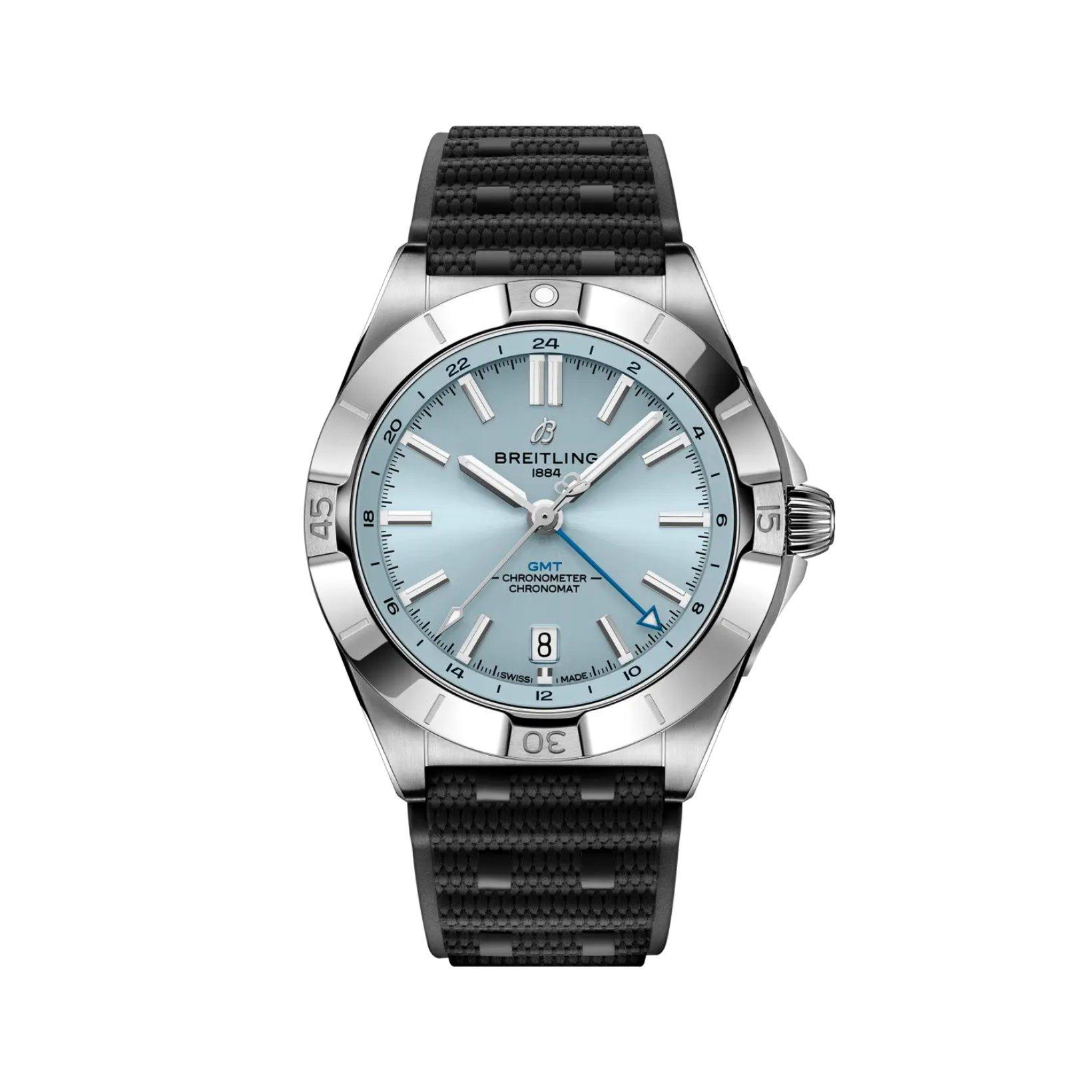 Breitling Chronomat B32 Automatic 40 mm Stainless Steel And Platinum Watch  Ice Blue Dial   Rubber Strap