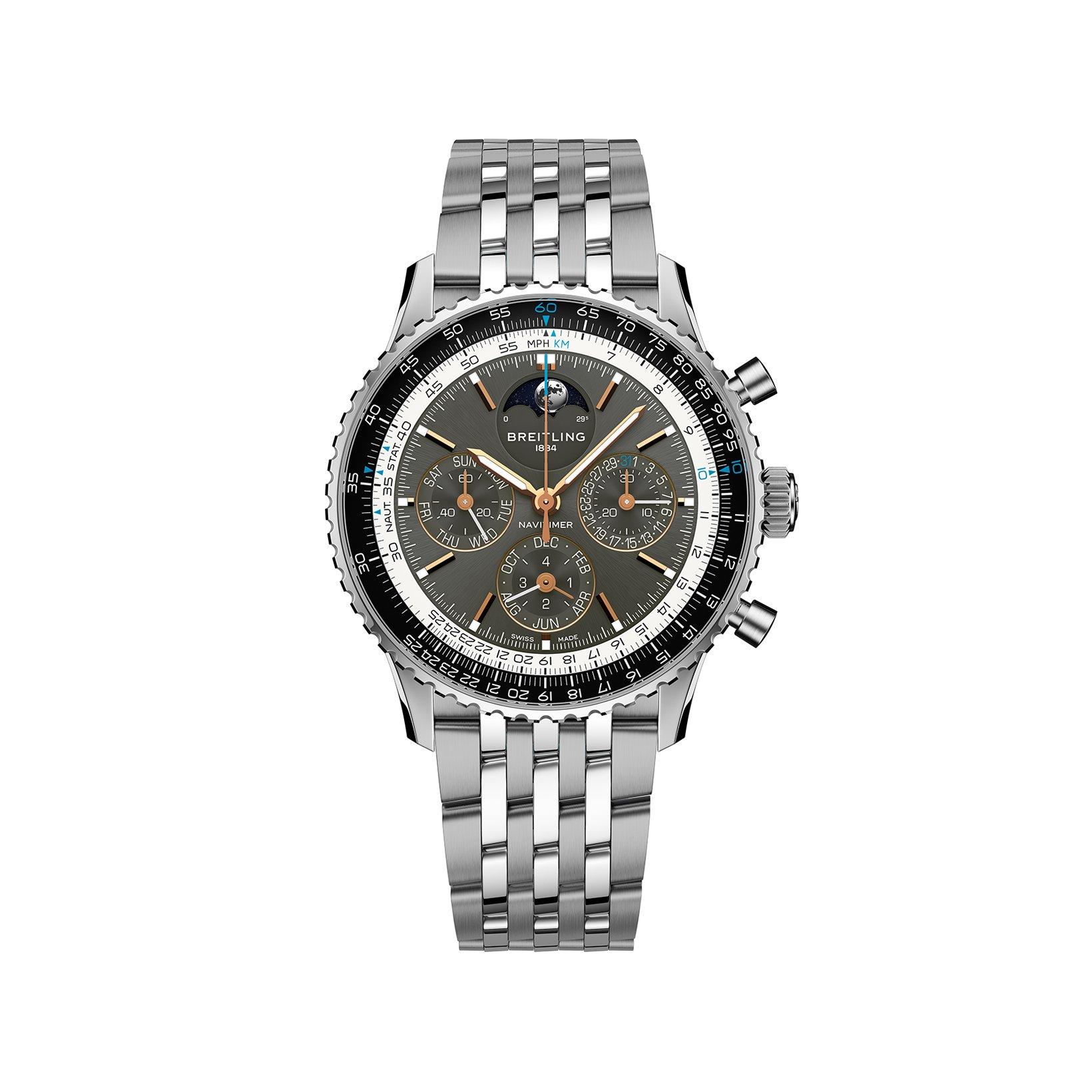 Breitling Navitimer B19 Automatic 43 mm Stainless Steel And Platinum Watch  Anthracite Dial  Stainless Steel Bracelet