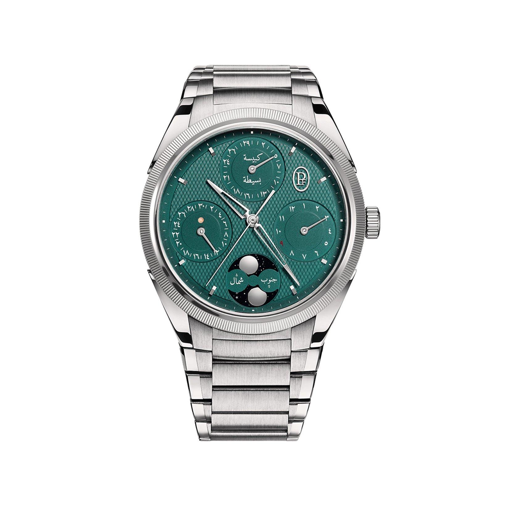 Parmigiani Fleurier Tonda Pf Hijri Perpetual Calendar Automatic 42 mm Stainless Steel Watch  Green Dial  Stainless Steel Bracelet