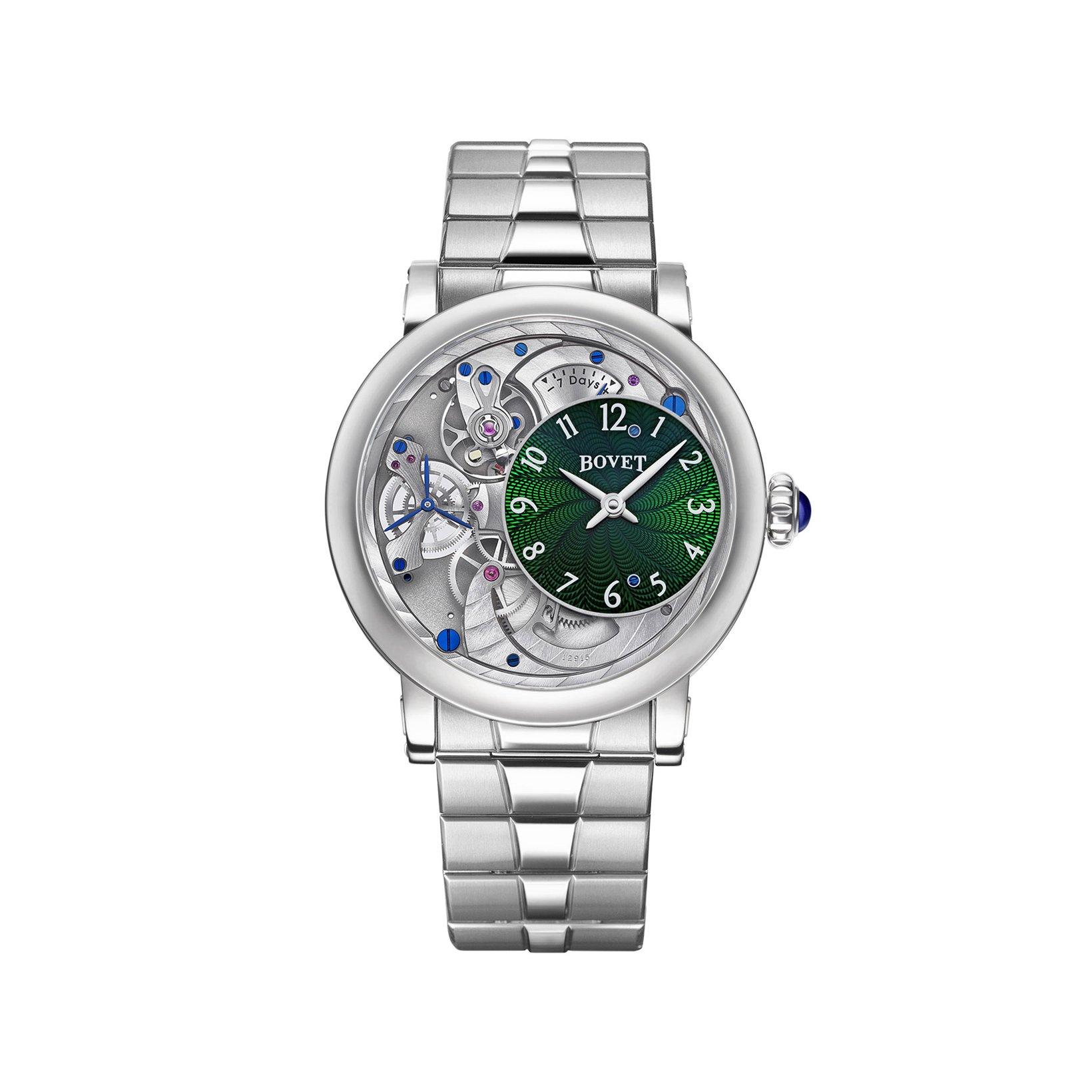 Bovet Dimier Recital 12 Manual Winding 40 mm Titanium Watch  Green Dial  Titanium Bracelet