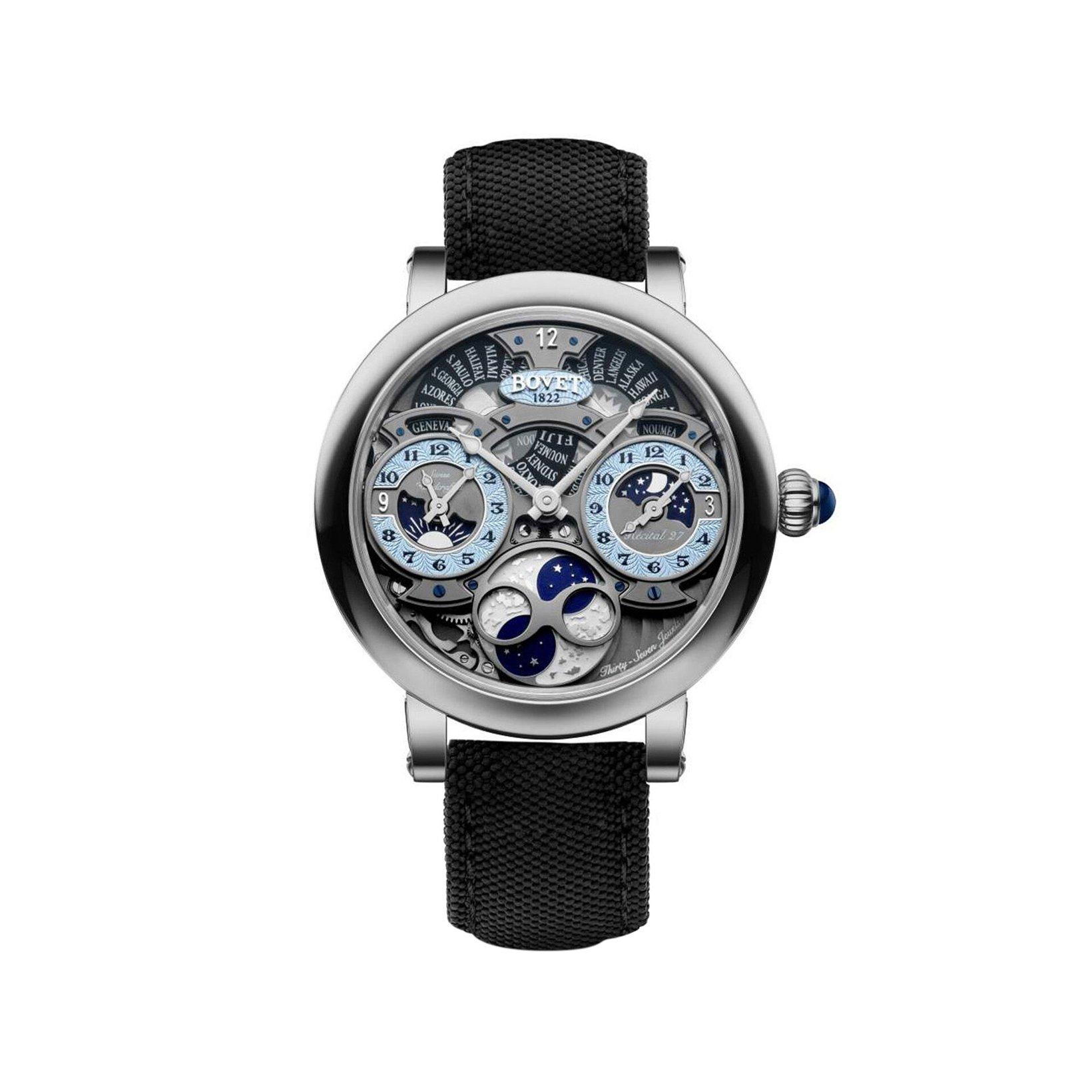 Bovet Dimier Recital 27 Manual Winding 45 mm Titanium Watch  Baby Blue Dial   Rubber Strap