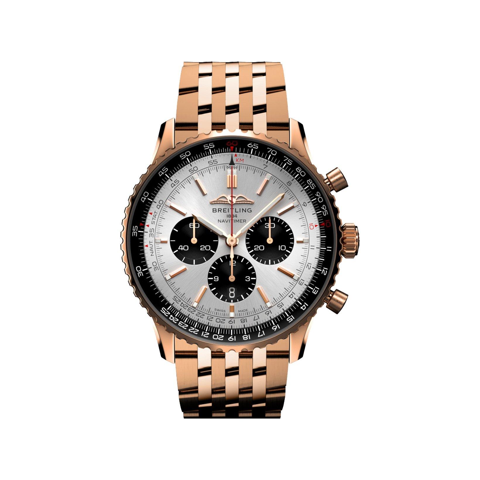 Breitling Navitimer B01 Automatic 46 mm Red Gold Watch  Silver Dial  Red Gold Bracelet
