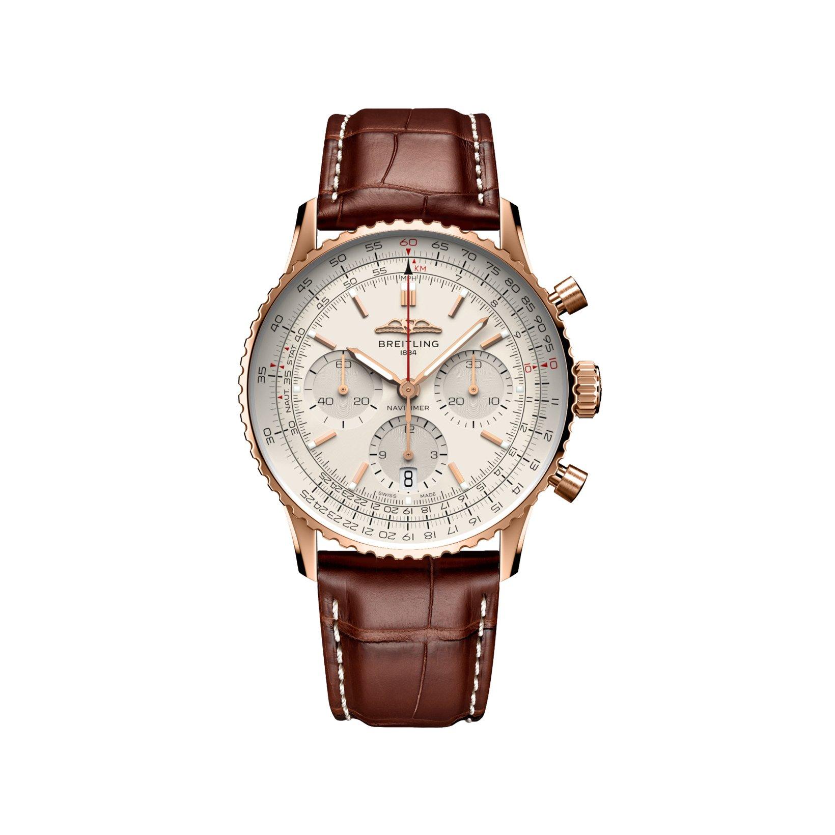 Breitling Navitimer B01 Automatic 41 mm Red Gold Watch  Cream Dial   Alligator Leather Strap