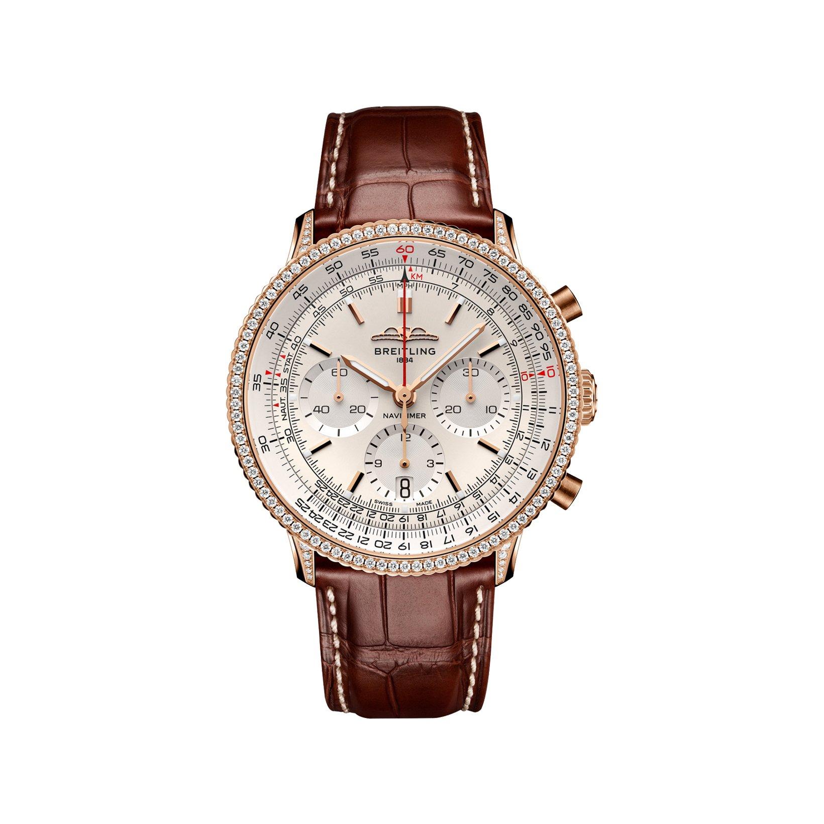 Breitling Navitimer B01 Automatic 41 mm Red Gold Watch  Cream Dial   Alligator Leather Strap