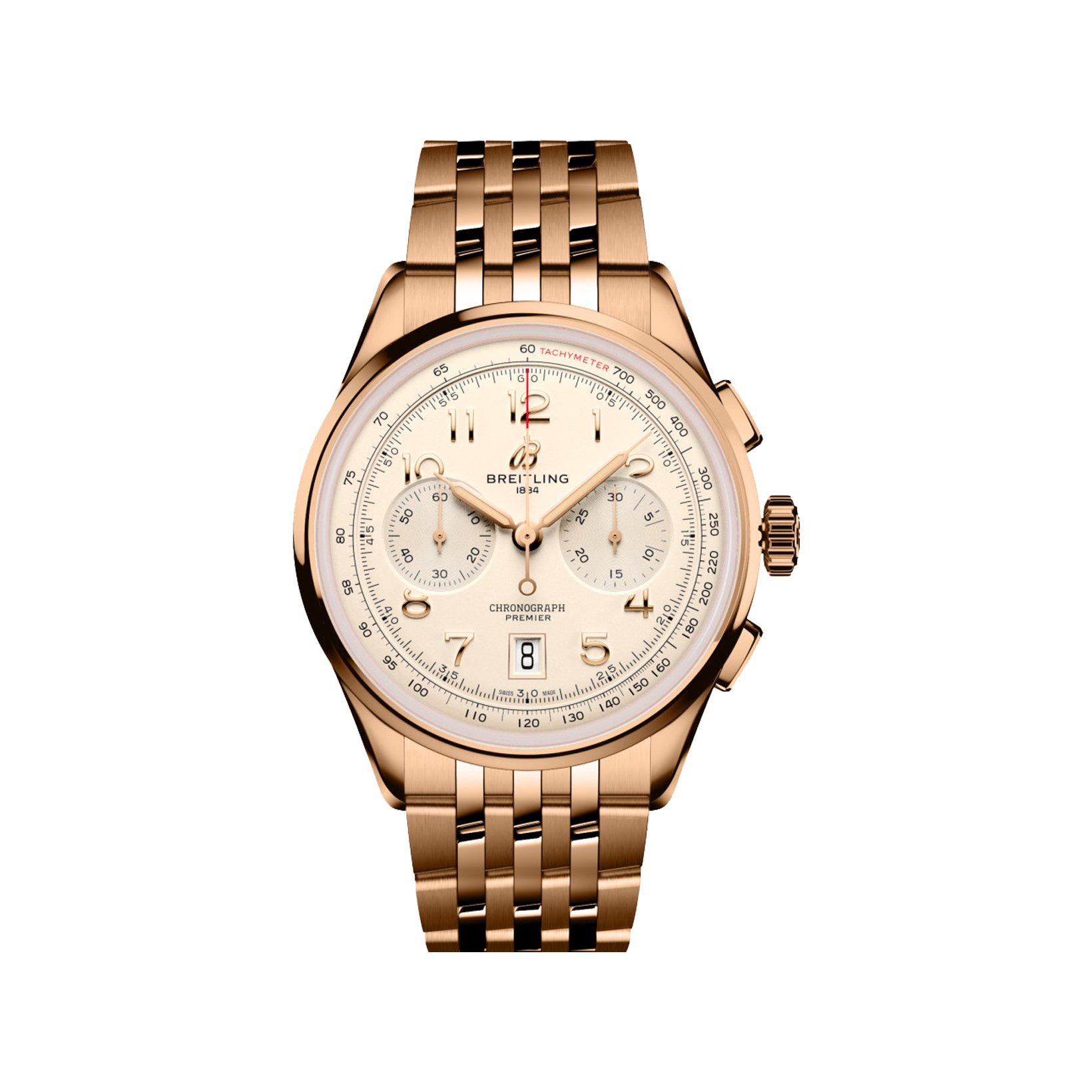 Breitling Premier B01 Automatic 42 mm Red Gold Watch  Cream Dial  Red Gold Bracelet