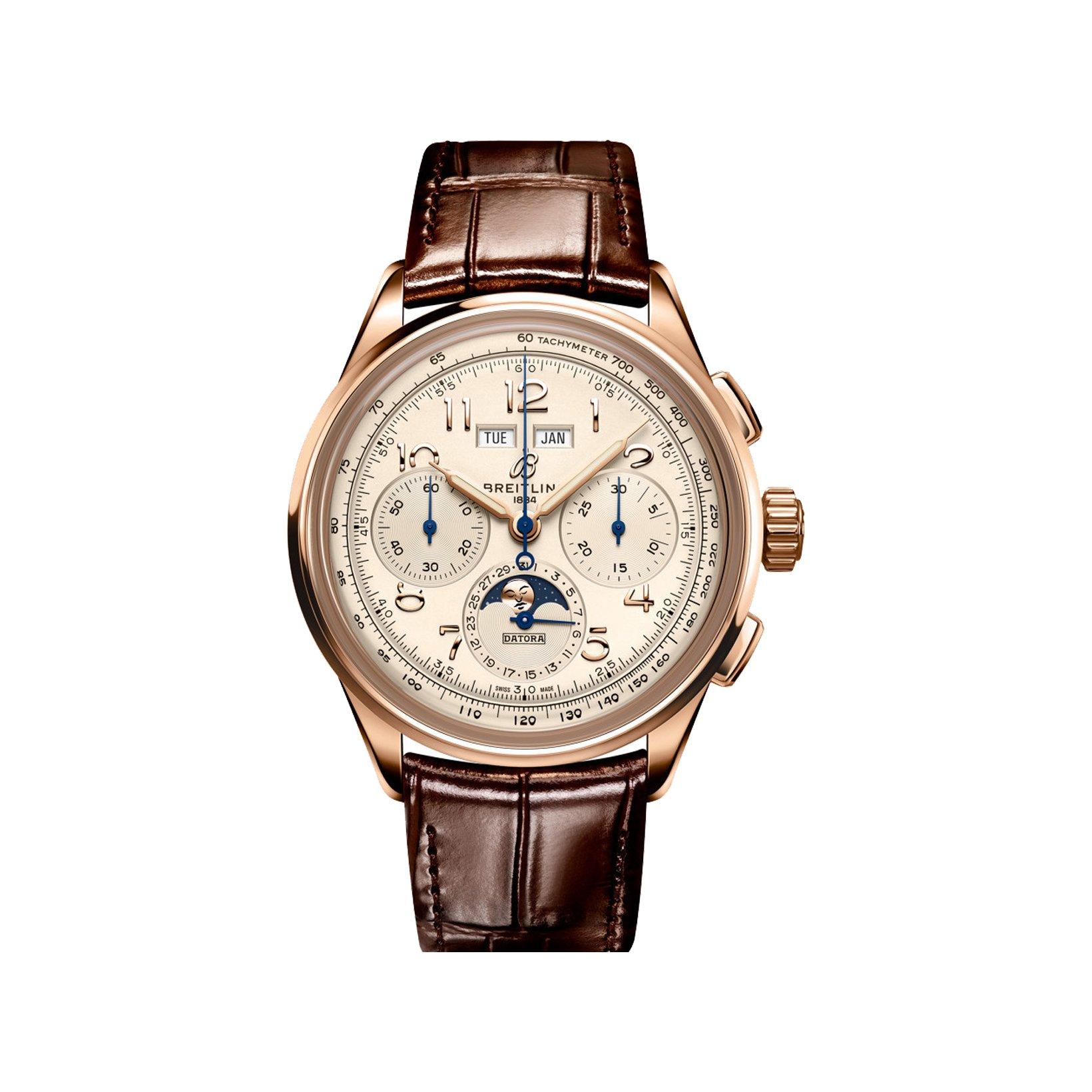 Breitling Premier B25 Automatic 42 mm Red Gold Watch  Cream Dial   Alligator Leather Strap