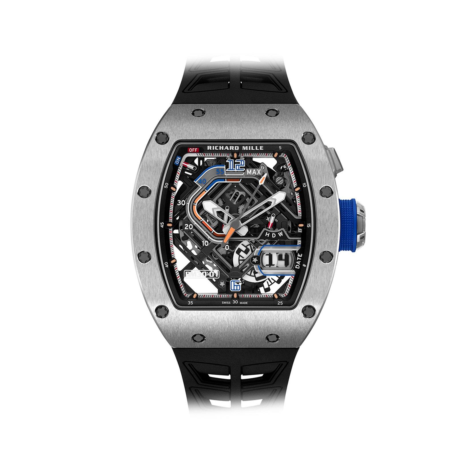 Richard Mille Rm 30-01 Titanium Titanium Automatic 42 mm Titanium Watch  Black Dial   Rubber Strap