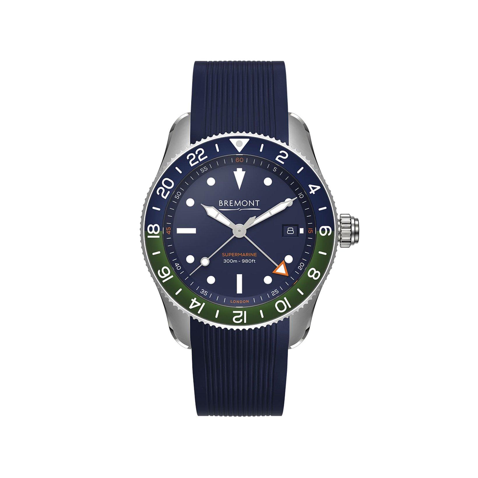 Bremont Supermarine Supermarine S302 Automatic 40 mm Stainless Steel Watch  Blue Dial   Rubber Strap
