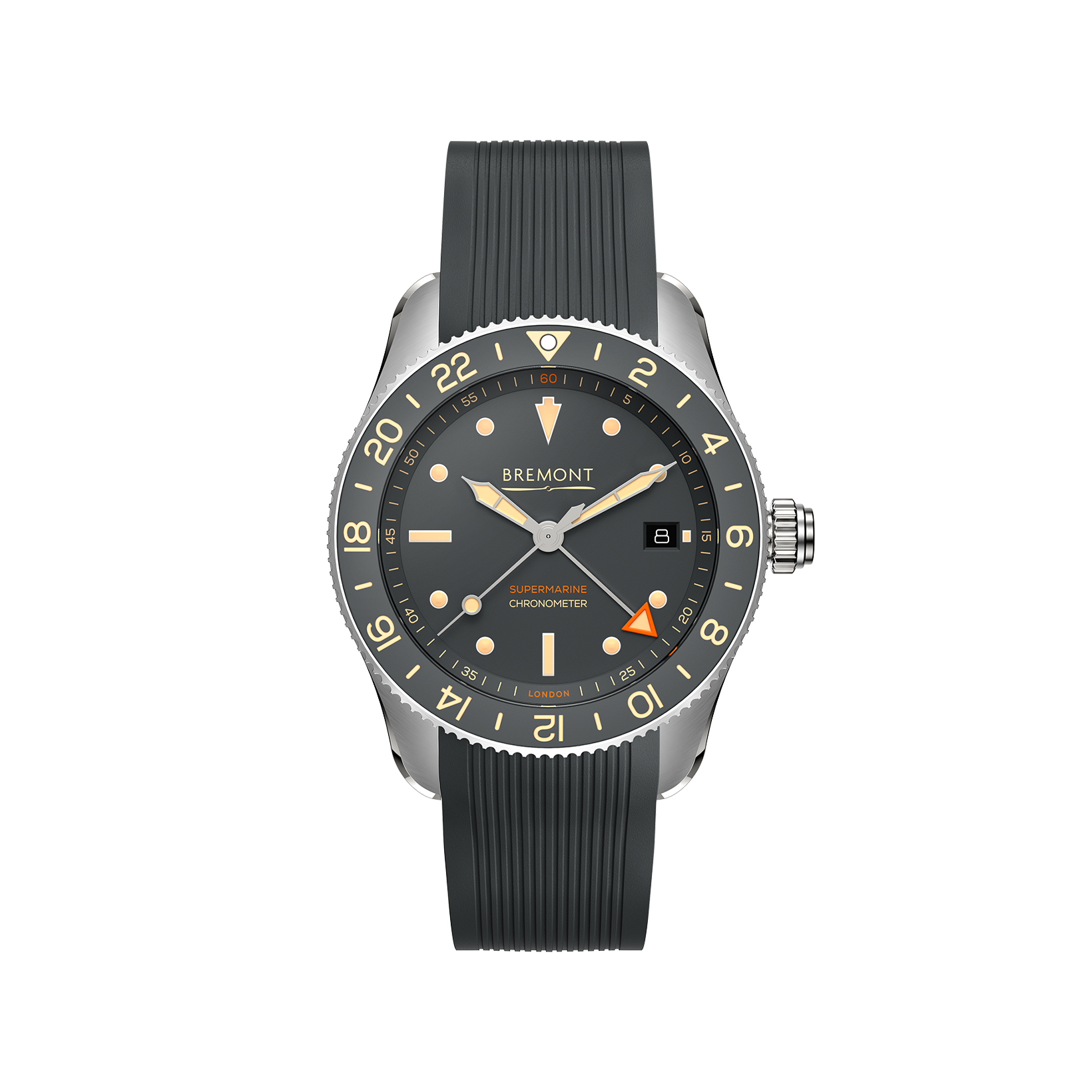 Bremont Supermarine Supermarine S302 Automatic 40 mm Stainless Steel Watch  Grey Dial   Rubber Strap
