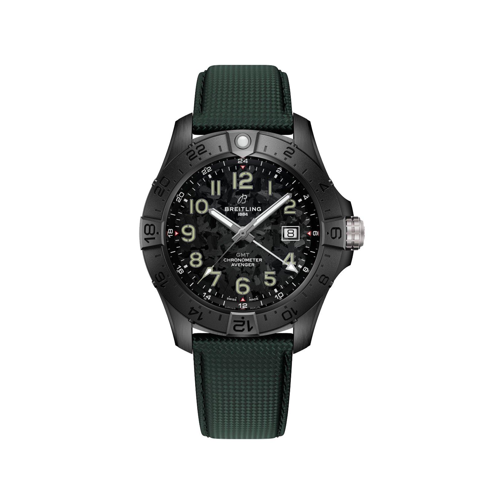 Breitling Avenger B32 Automatic 44 mm Ceramic Watch  Black Dial   Calf Skin Leather Strap