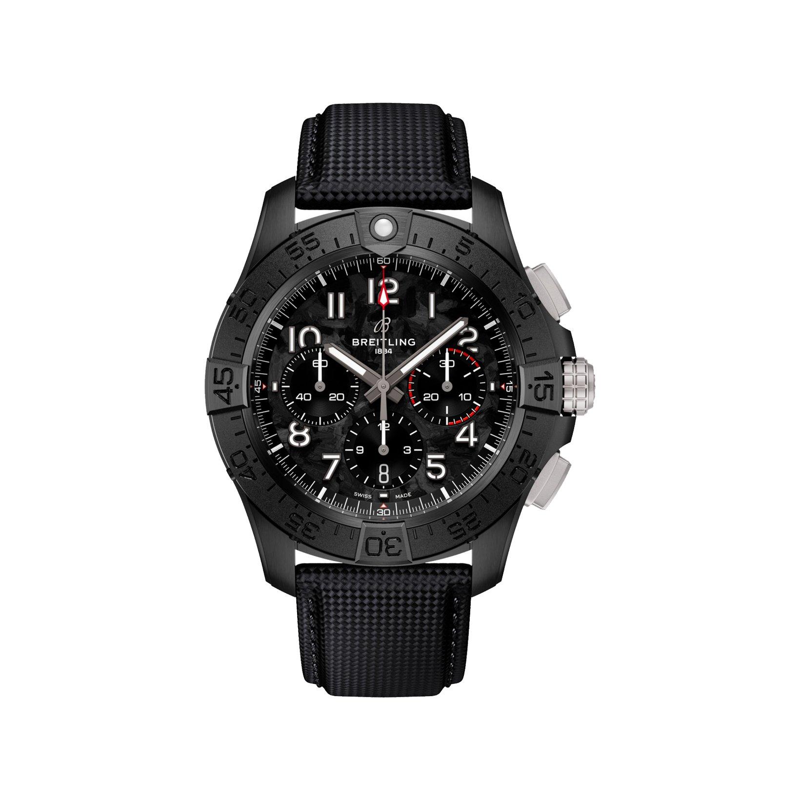 Breitling Avenger B01 Automatic 44 mm Ceramic Watch  Black Dial   Calf Skin Leather Strap