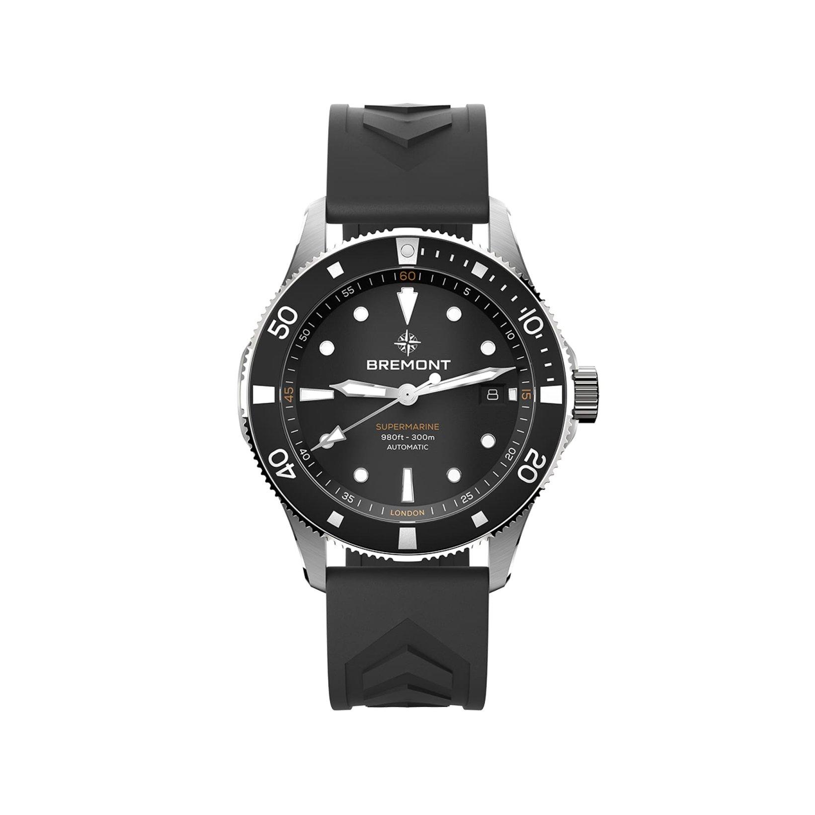 Bremont Supermarine Supermarine 300m Date Automatic 40 mm Stainless Steel Watch  Black Dial   Rubber Strap