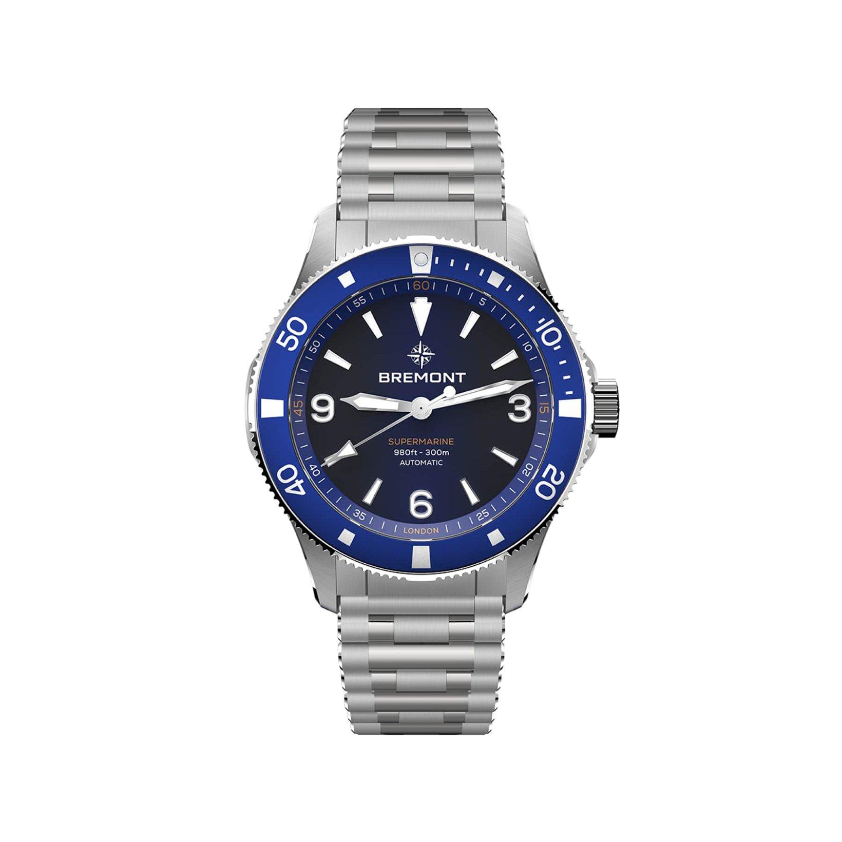 Bremont Supermarine Supermarine 300m Automatic 40 mm Stainless Steel Watch  Blue Dial  Stainless Steel Bracelet
