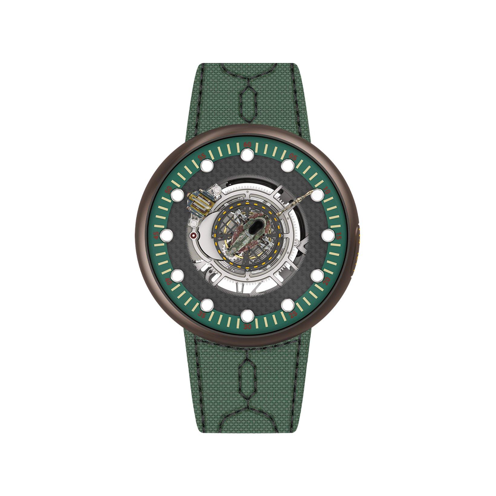 Kross Studio Collector'S Set Boba Fett Manual Winding 45 mm Titanium Watch  Green Dial   Polyamide Strap Strap