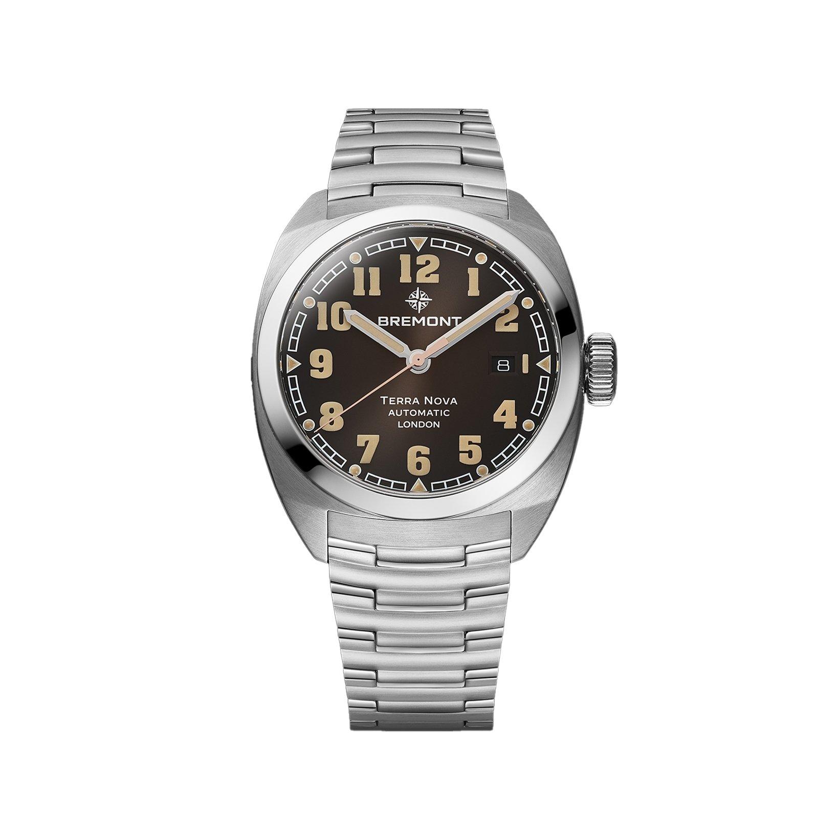 Bremont Terra Nova Terra Nova 40.5 Date Automatic 40 mm Stainless Steel Watch  Black Dial  Stainless Steel Bracelet