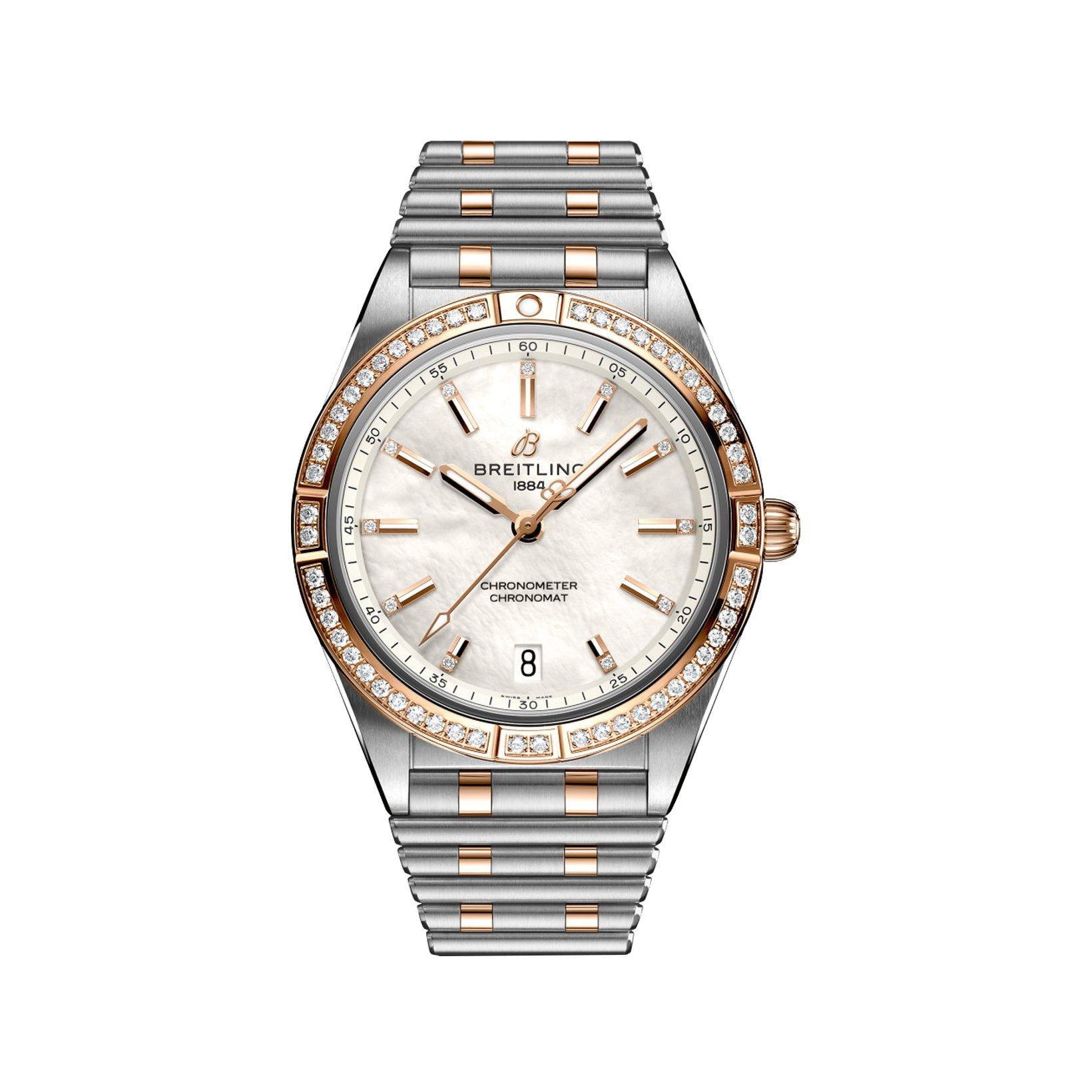 Breitling Chronomat B10 Automatic 36 mm Stainless Steel And Red Gold Watch  White Dial  Stainless Steel And Red Gold Bracelet